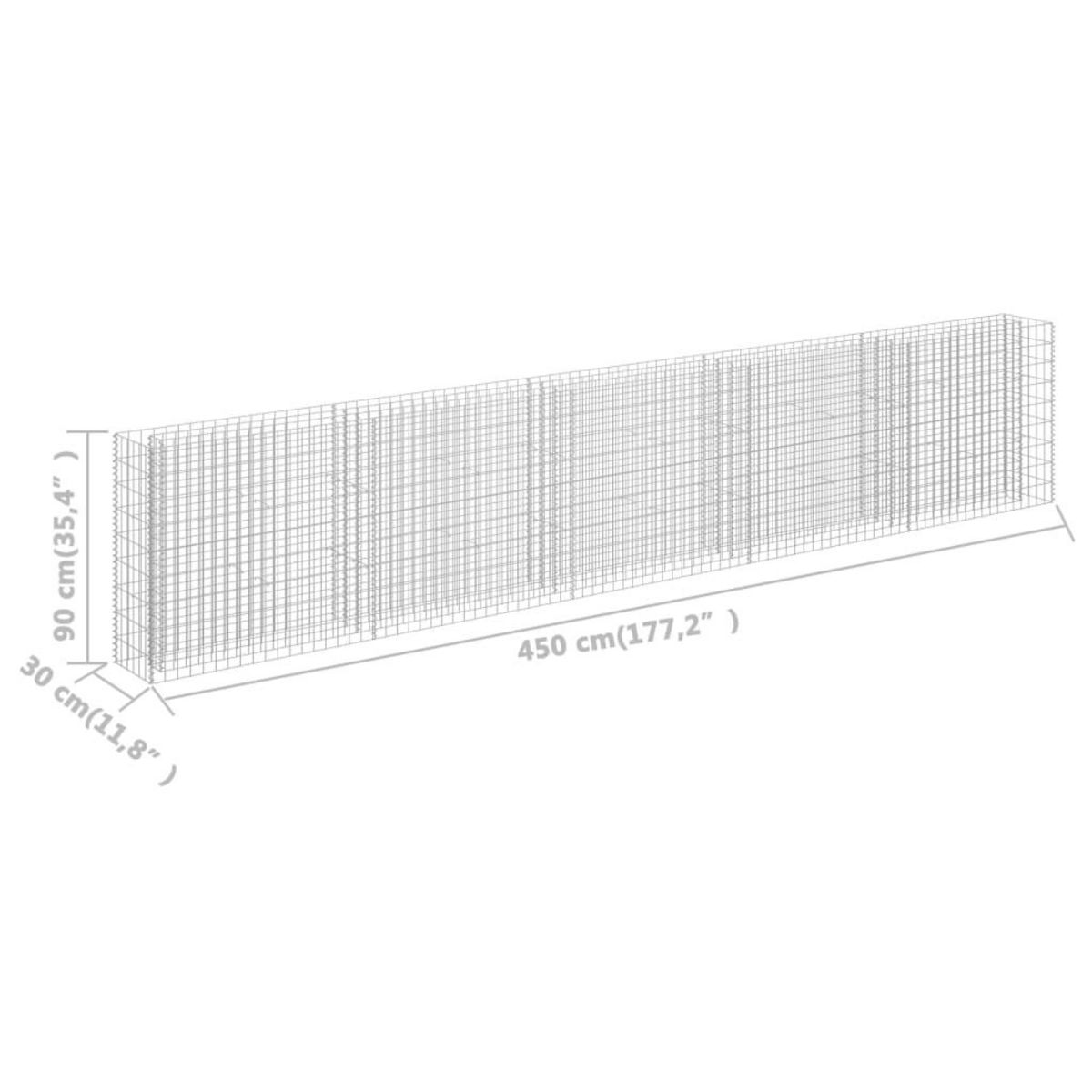 VIDAXL Lit sureleve a gabion Acier galvanise 450x30x90 cm