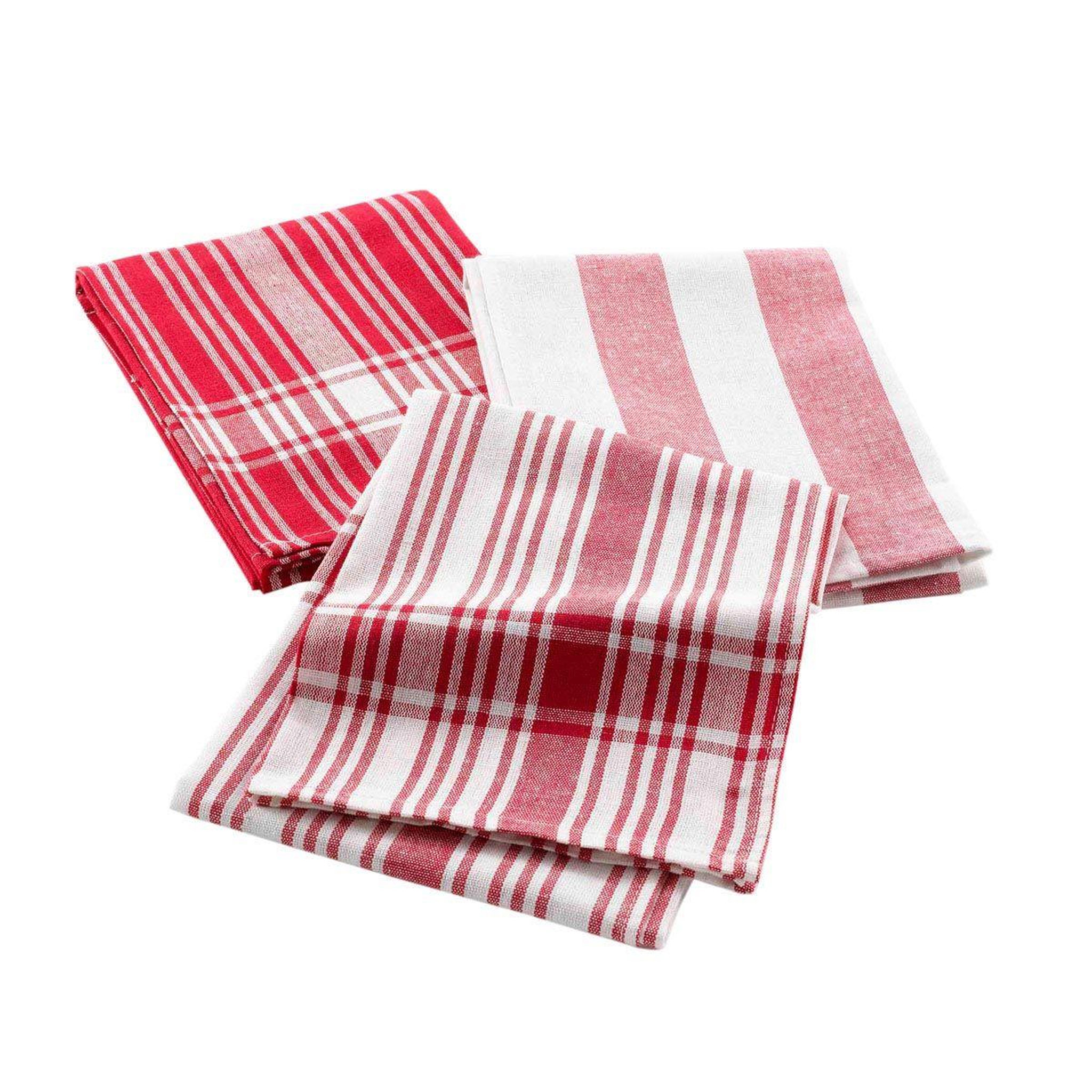 Douceur d'Intérieur Lot de 3 torchons  bayado  50x70cm rouge