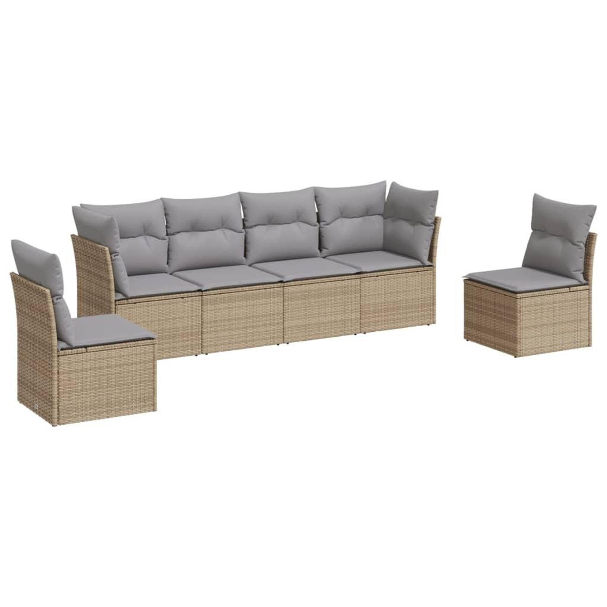 Voir la diapositive 2 : VIDAXL Salon de jardin avec coussins 6 pcs beige resine tressee