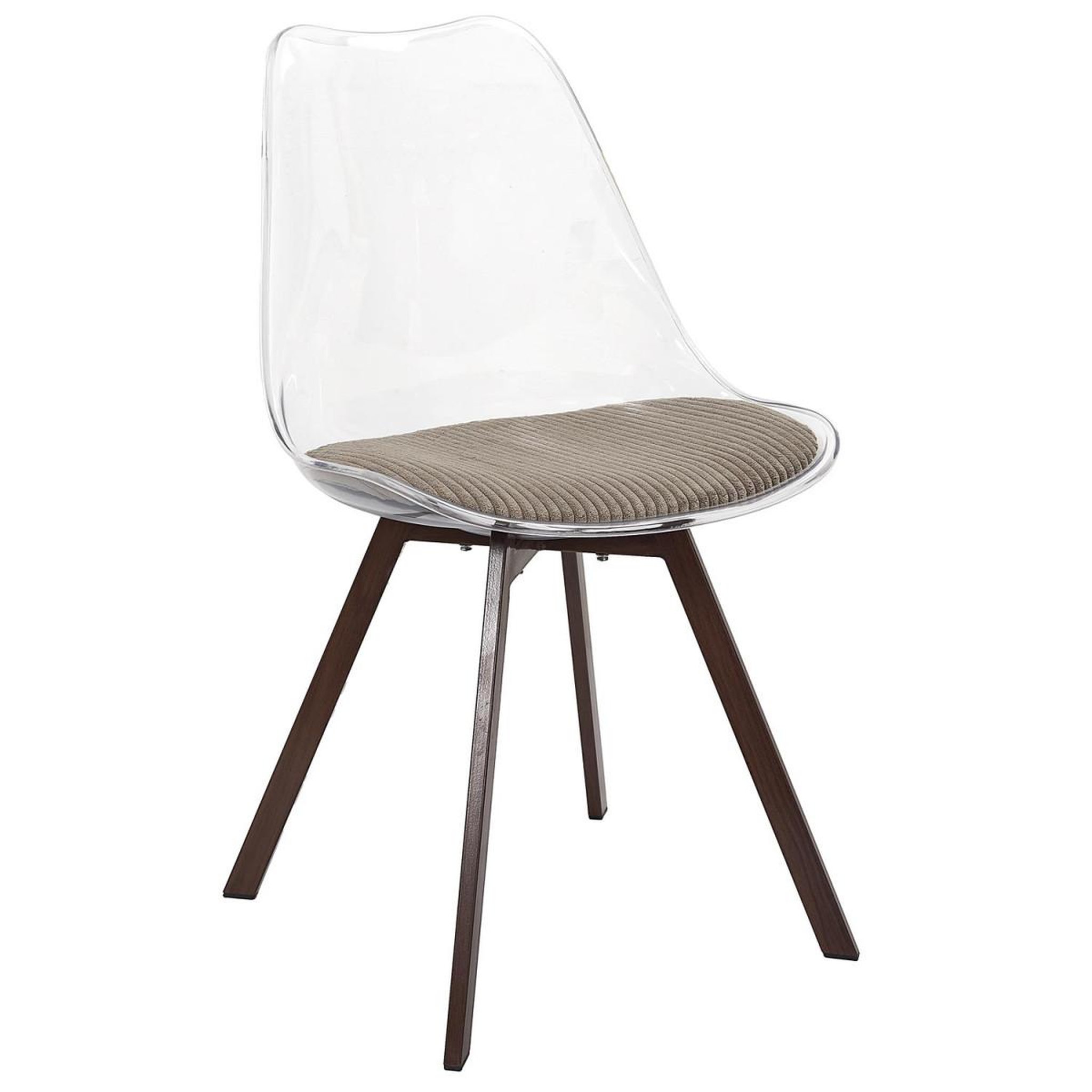 Voir la diapositive 2 : The Home Deco Factory Lot de 4 chaises coussin côtelé  scott  82cm transparent & taupe
