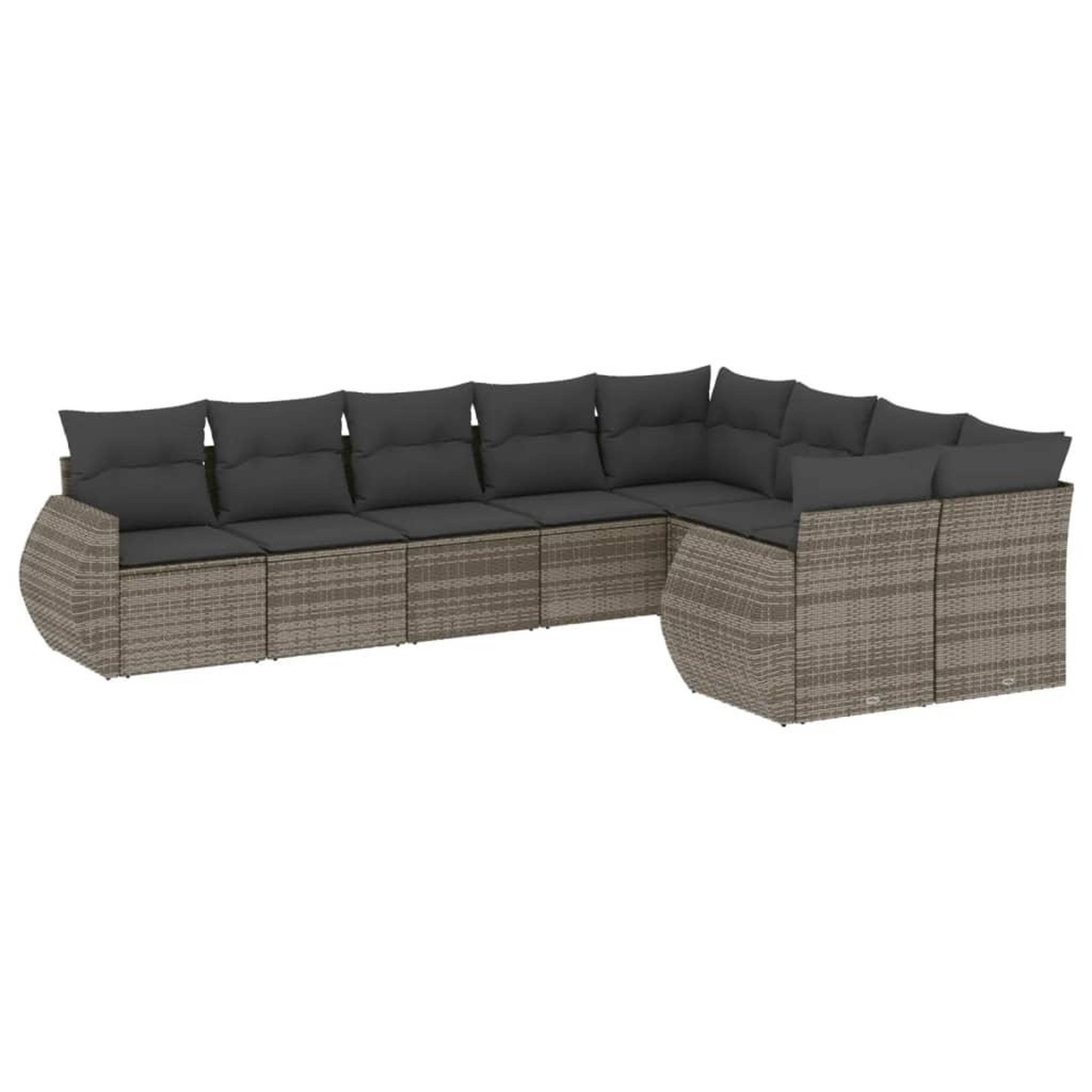 Voir la diapositive 2 : VIDAXL Salon de jardin 9 pcs avec coussins gris resine tressee