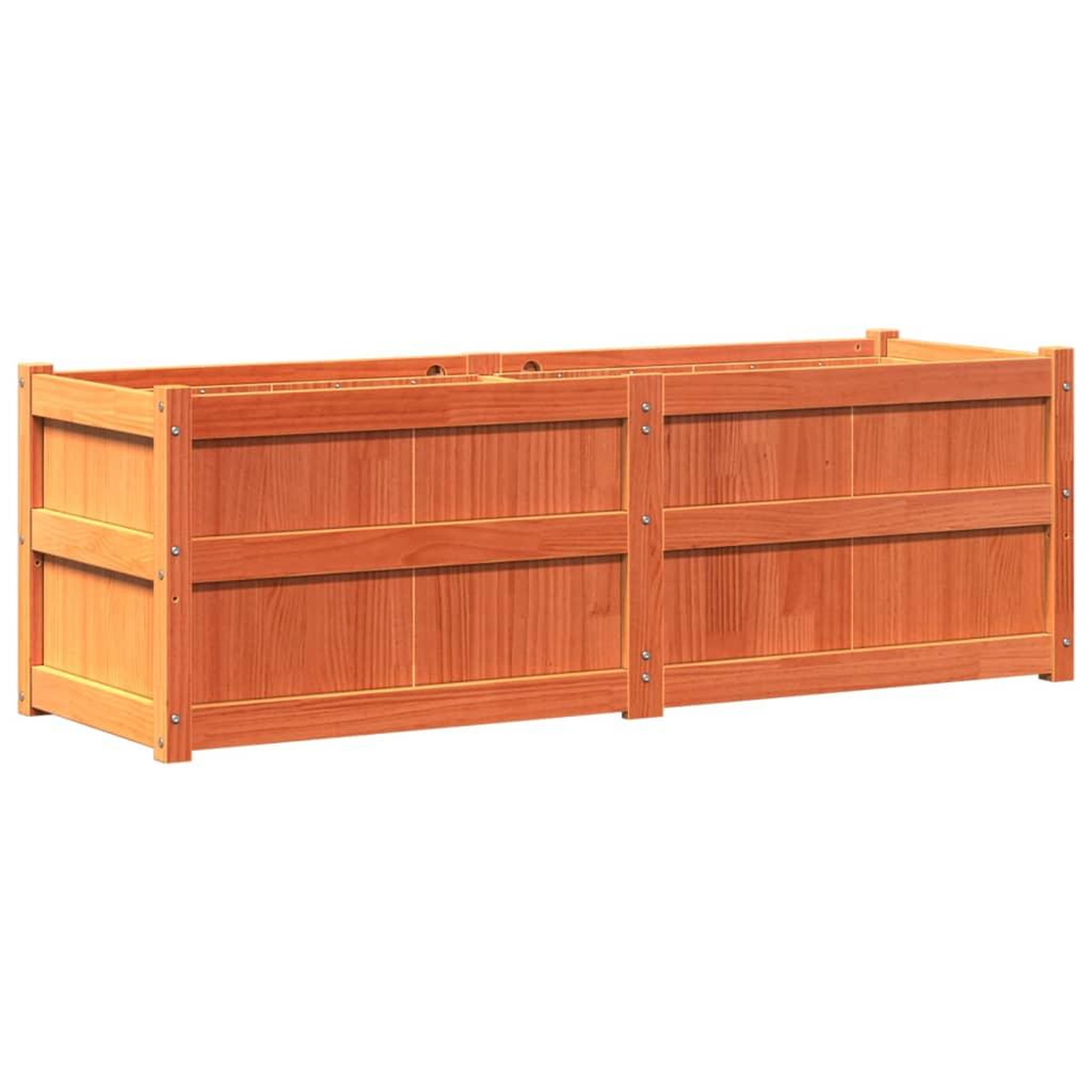Voir la diapositive 2 : VIDAXL Jardiniere cire marron 150x50x50 cm bois de pin massif