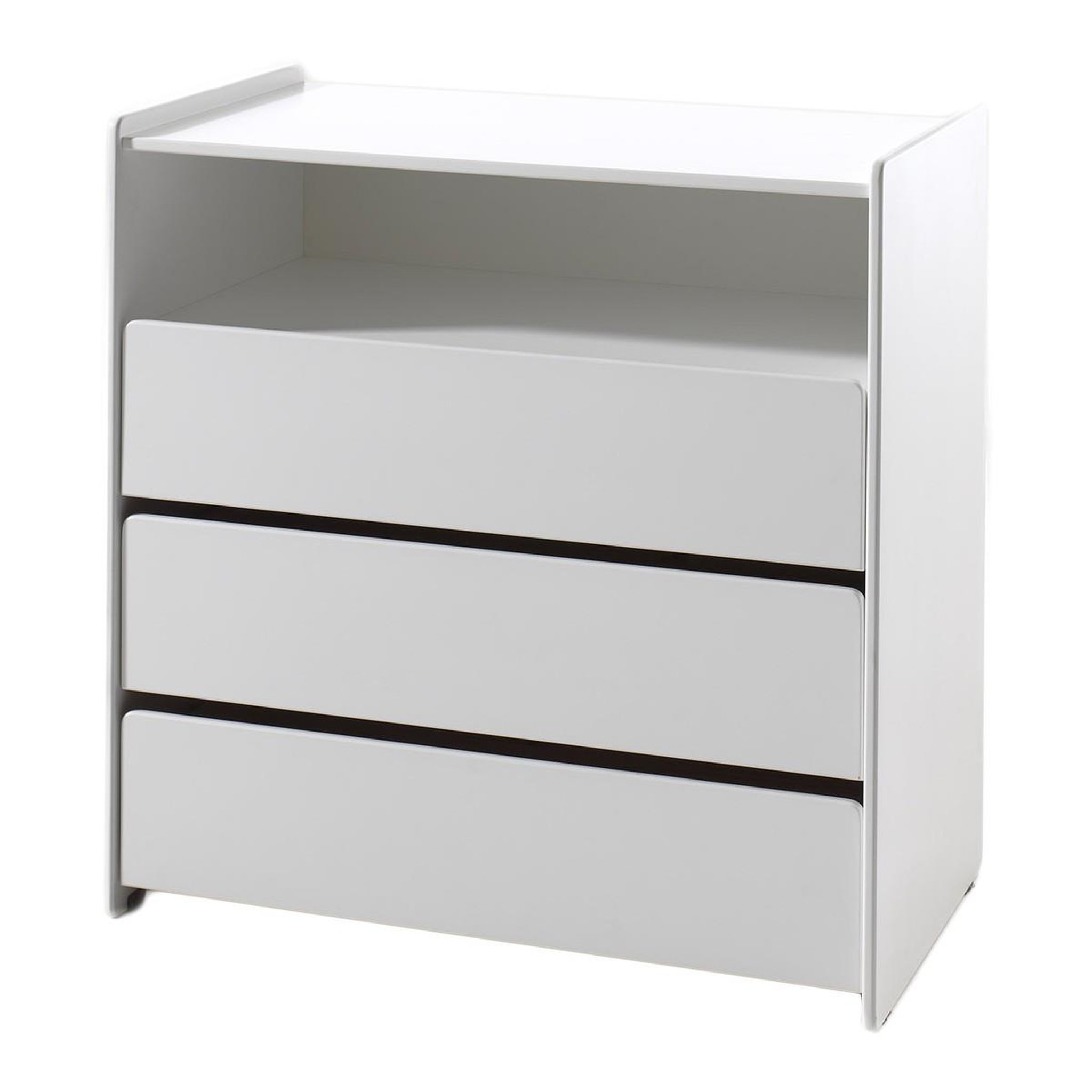 Paris Prix Commode 3 tiroirs & 1 niche  kiddy  90cm blanc