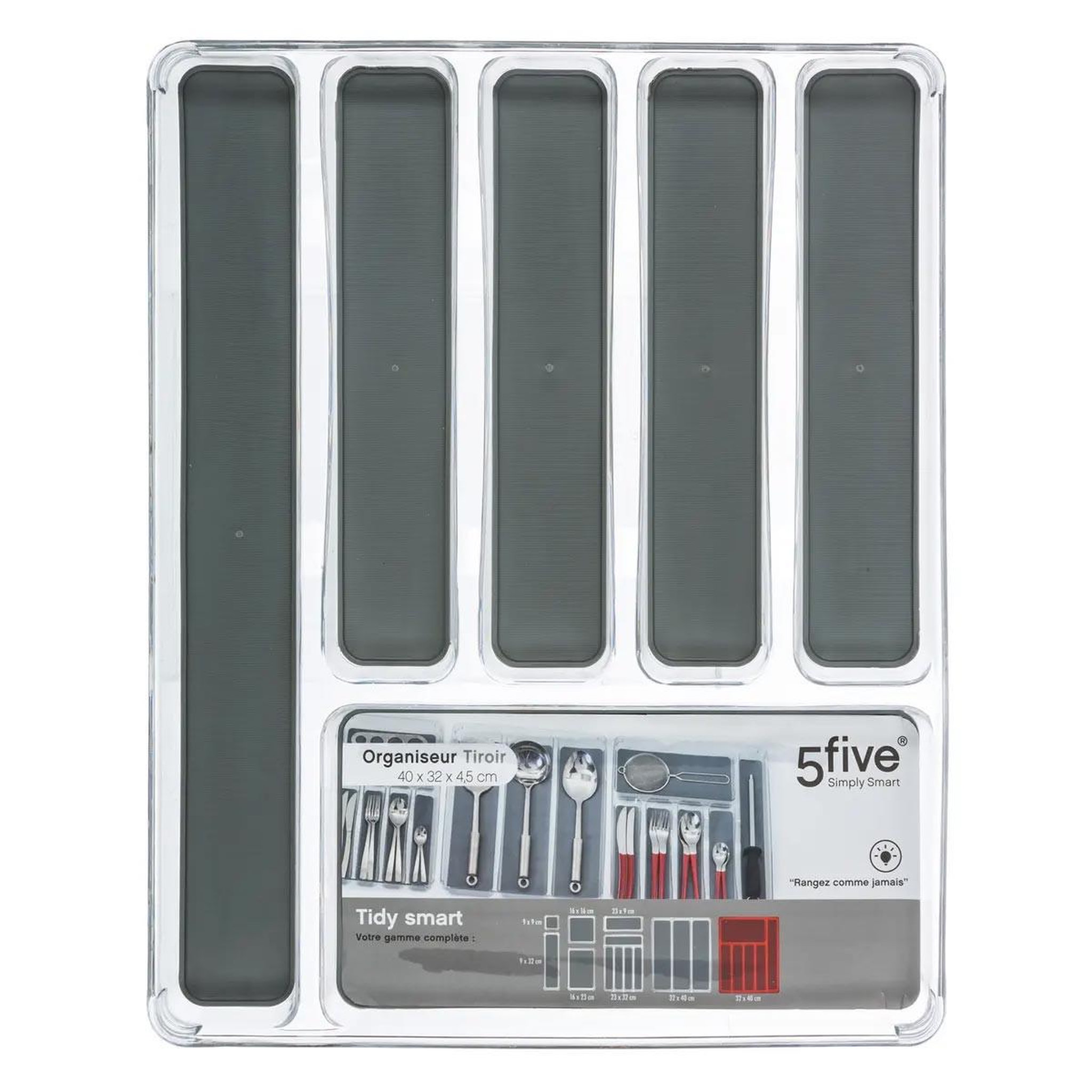 Voir la diapositive 3 : FIVE Range-couverts  6 compartiments  40cm gris