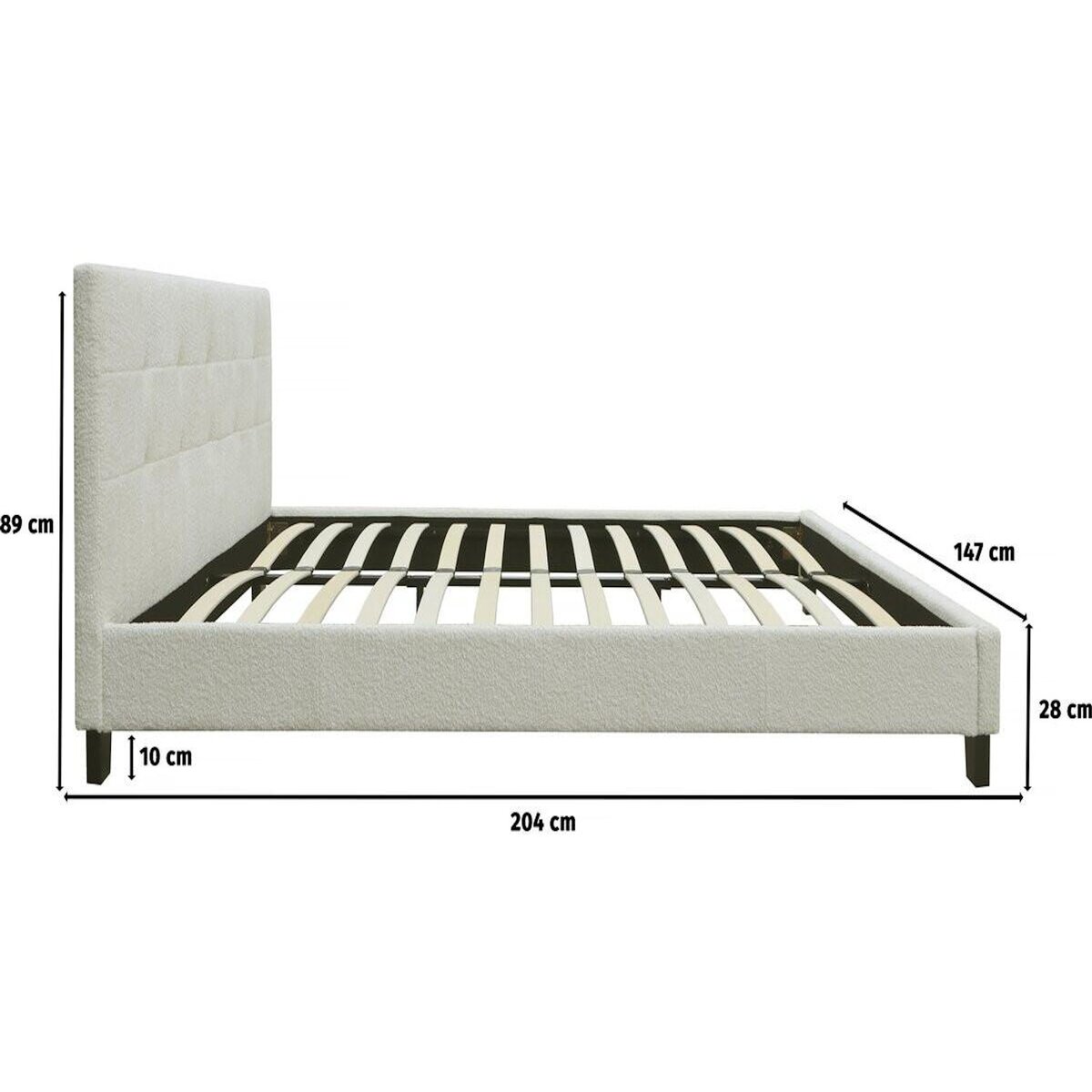 Habitat et Jardin Lit tissu bouclette  Julia  140x190cm - Crème