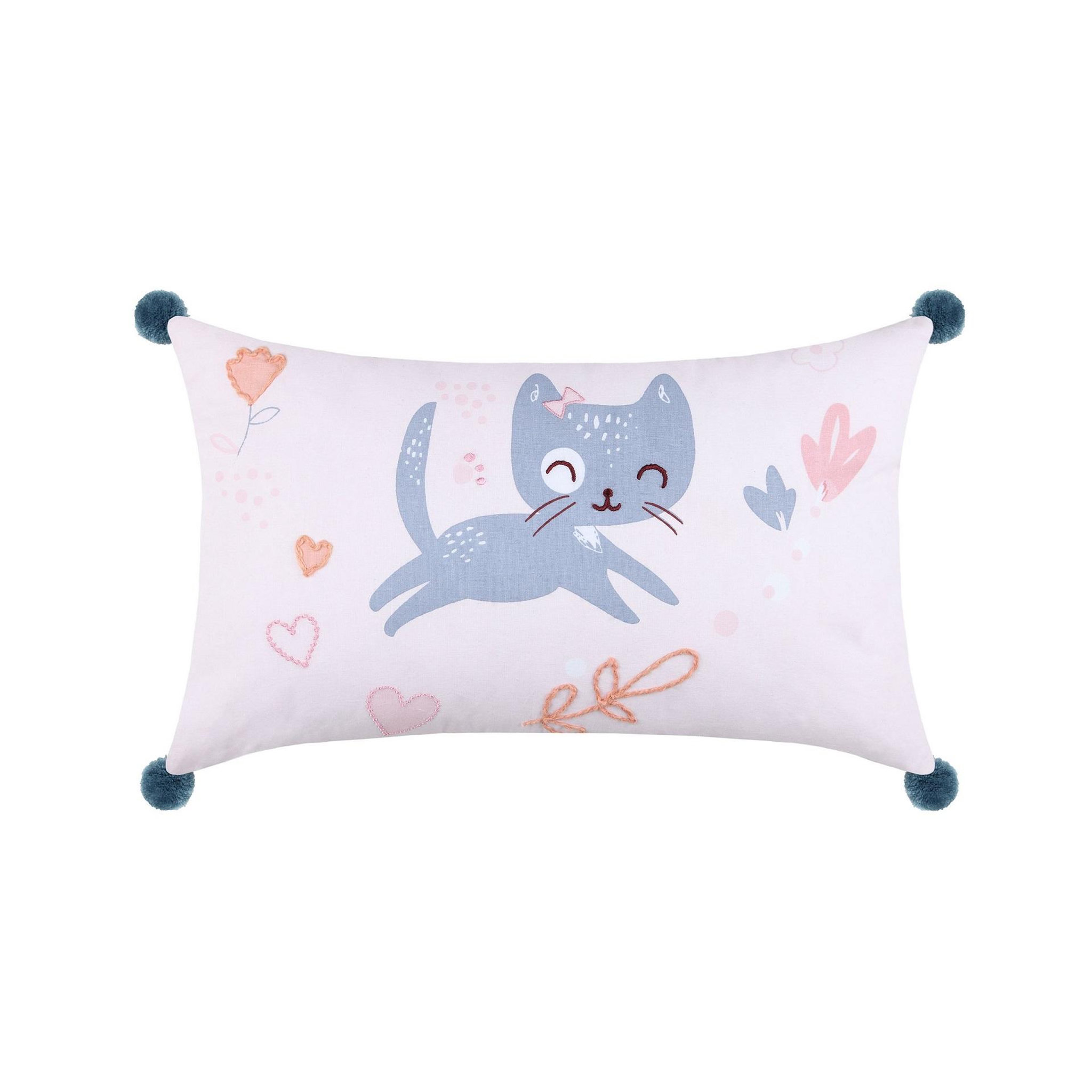 Voir la diapositive 1 : Eden Coussin pompons zoeline le chat