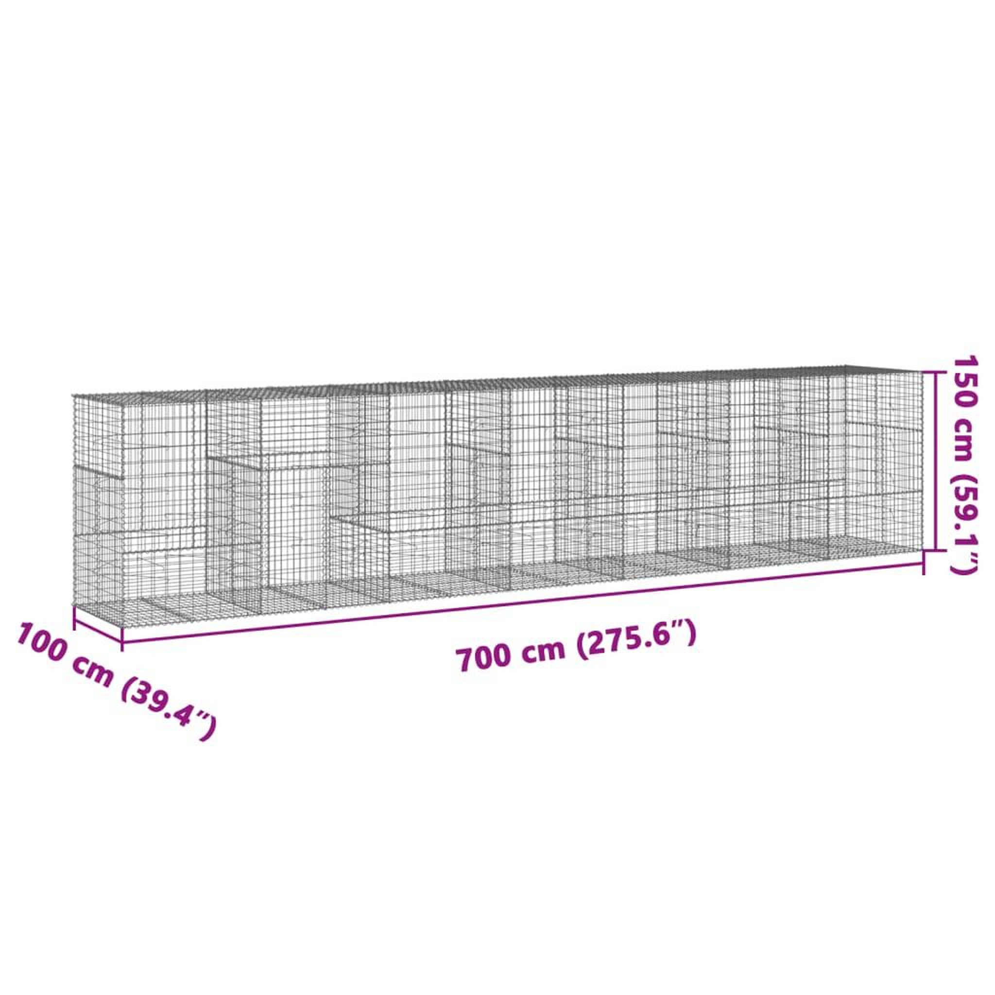 Voir la diapositive 6 : VIDAXL Panier gabion avec couvercle 700x100x150 cm fer galvanise