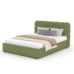 CONCEPT USINE Lit nuage avec coffre de rangement 160x200cm en velours vert DALLAS