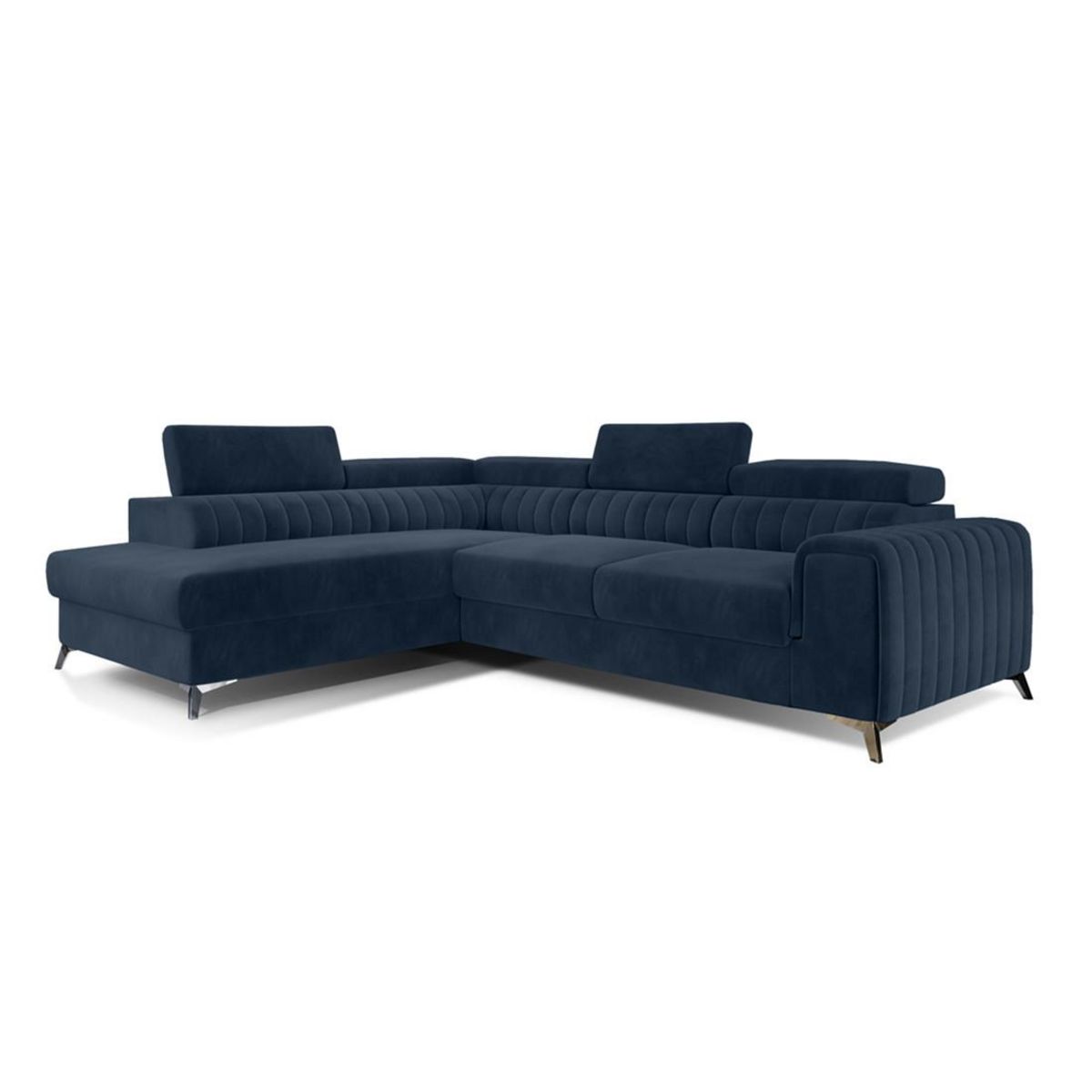 BEST MOBILIER Talisay - canapé d'angle gauche - 5 places - convertible avec coffre - en velours