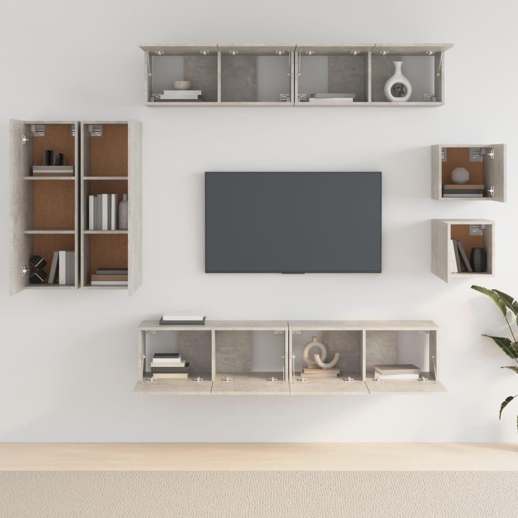 Voir la diapositive 3 : VIDAXL Ensemble de meubles TV 8 pcs Gris beton Bois d'ingenierie