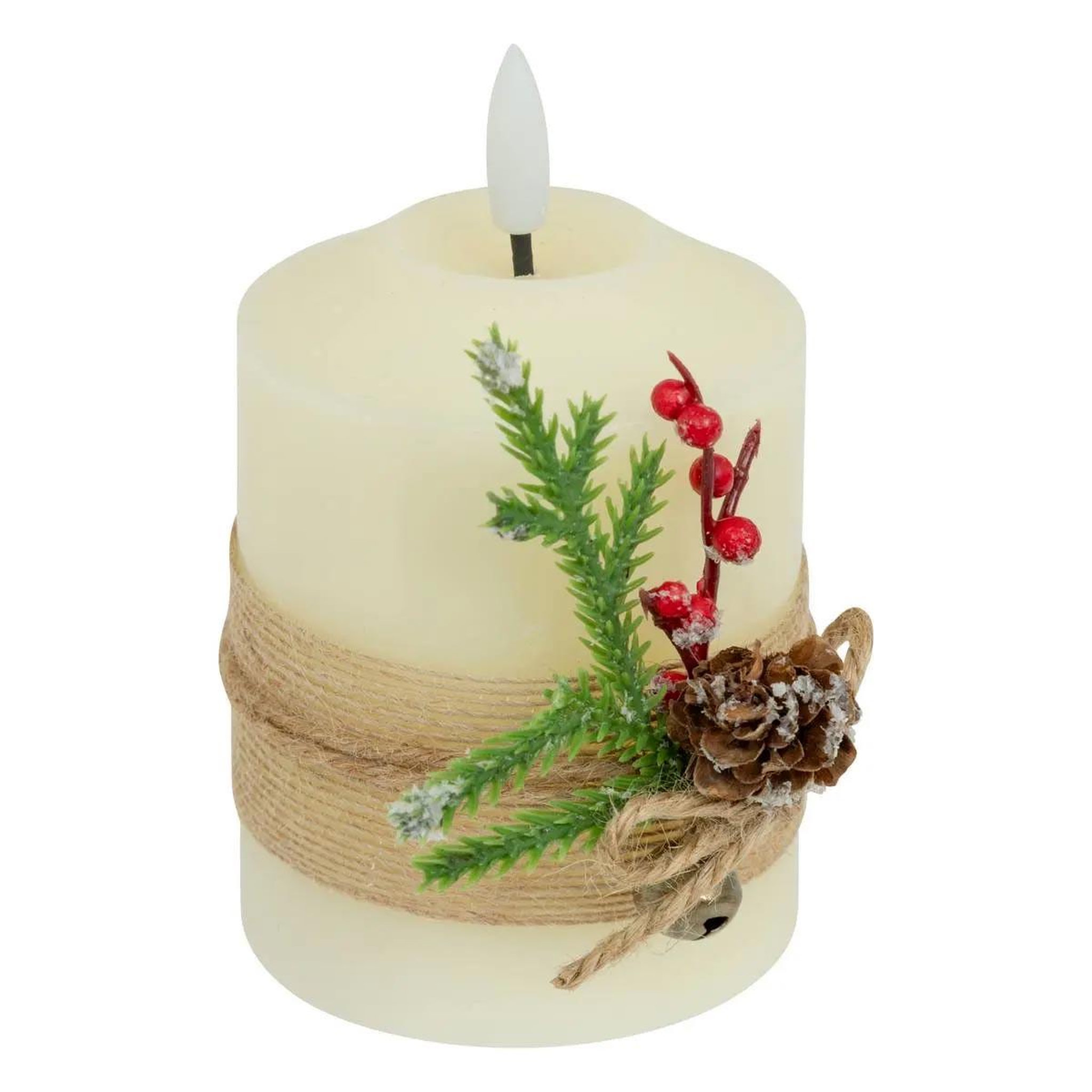 ATMOSPHERA Bougie led de noël  branche  12cm blanc