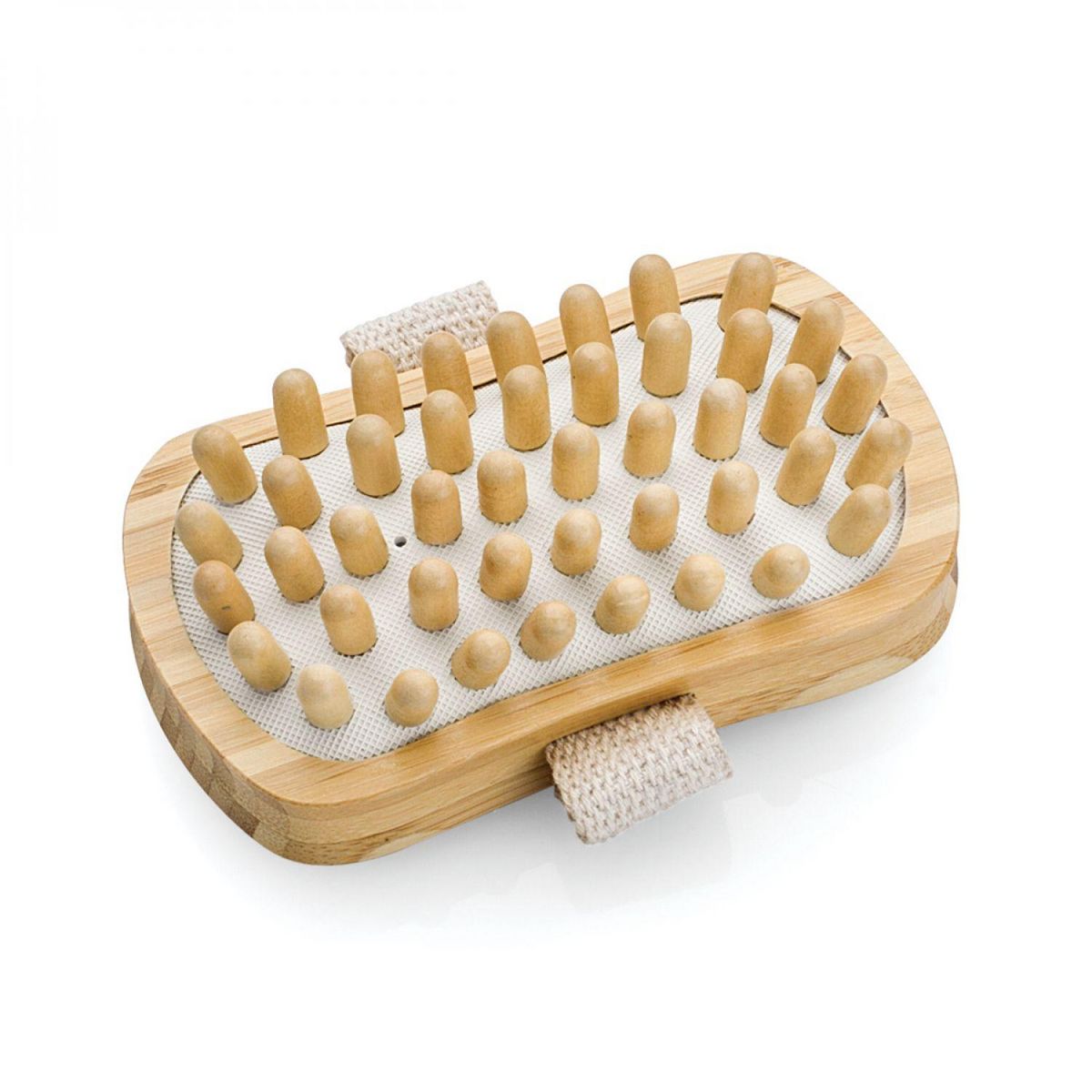 VIVEZEN Lot de 2 brosses de massage et de drainage, anti cellulite en bambou 13 x 7.5 x 4 cm avec poignée de maintien