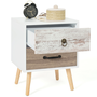 Voir la diapositive 4 : ID MARKET Lot de 2 tables de chevet BAHIA 2 tiroirs scandinave