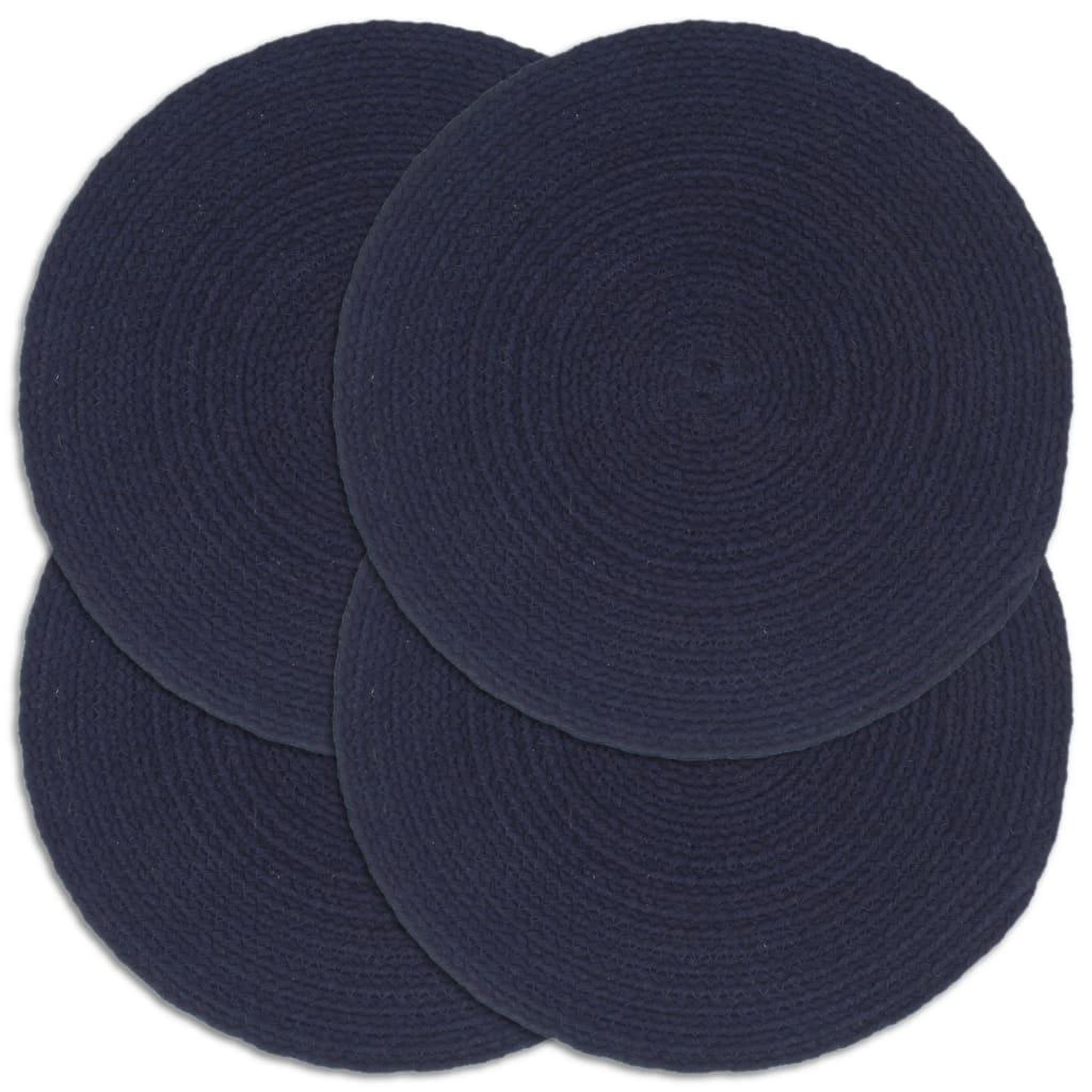 Voir la diapositive 1 : VIDAXL Napperons 4 pcs Bleu marine Plain 38 cm Rond Coton
