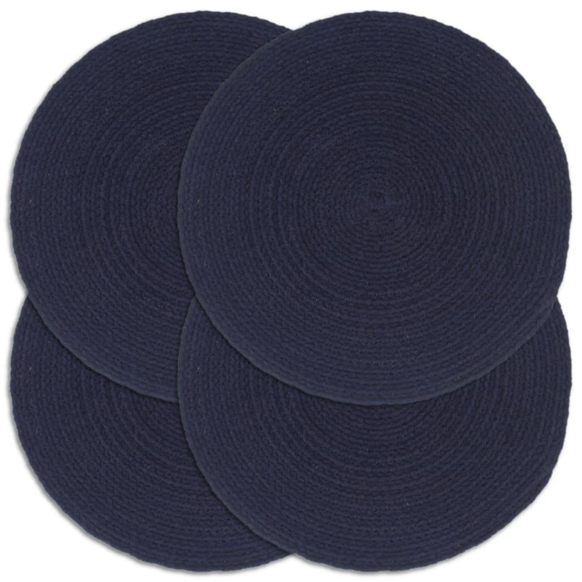 VIDAXL Napperons 4 pcs Bleu marine Plain 38 cm Rond Coton