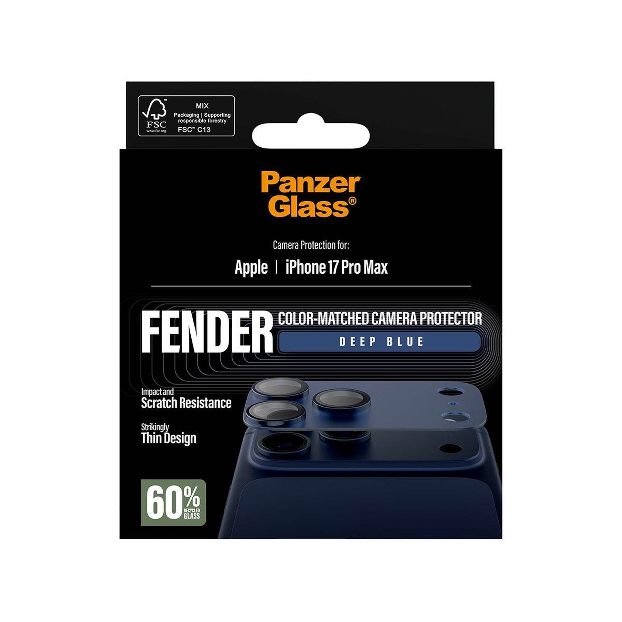Voir la diapositive 3 : PANZERGLASS Protège objectif iPhone 17 Pro Max protège obj Bleu int