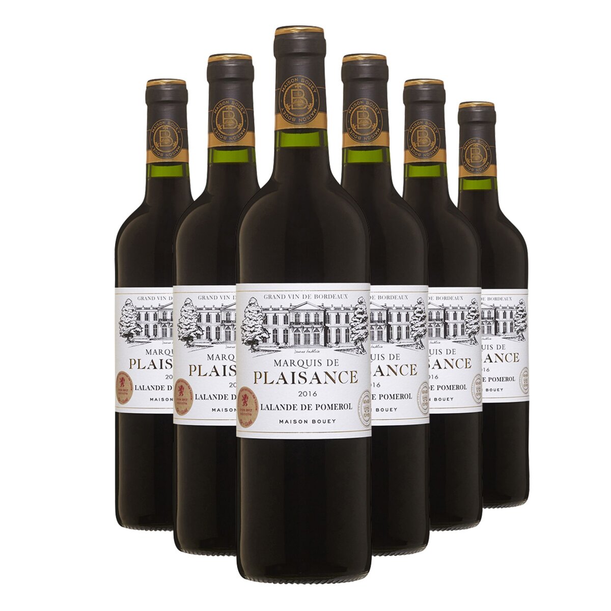 Lot de 6 bouteilles Marquis de Plaisance Lalande de Pomerol Rouge 2016