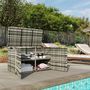 Voir la diapositive 5 : OUTSUNNY Coffre de jardin 3 portes étagère 350L dim. 118 x 57 x 69 cm résine tressée camaïeu de gris