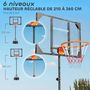 Voir la diapositive 4 : HOMCOM Panier de basketball sur pied - hauteur réglable 210-260 cm - base de lestage 2 roulettes - acier PVC bleu noir