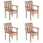 Voir la diapositive 3 : VIDAXL Chaises de jardin empilables avec coussins lot de 4 Teck solide