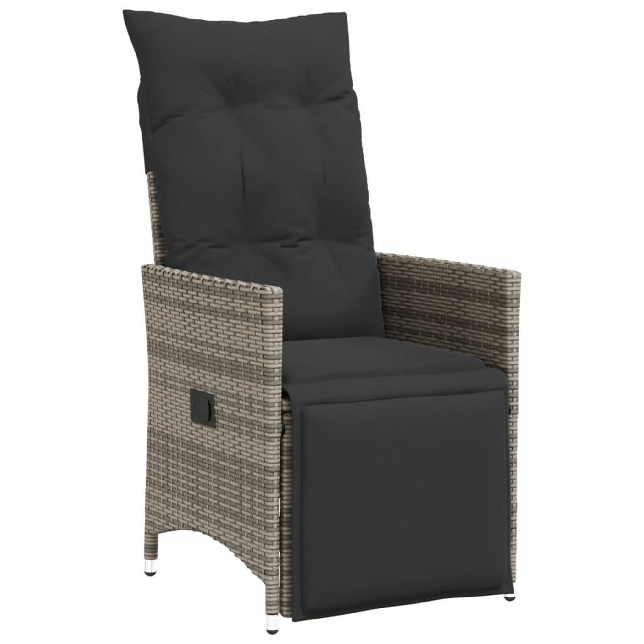 Voir la diapositive 3 : VIDAXL Ensemble de bistro de jardin 5 pcs coussins gris poly rotin