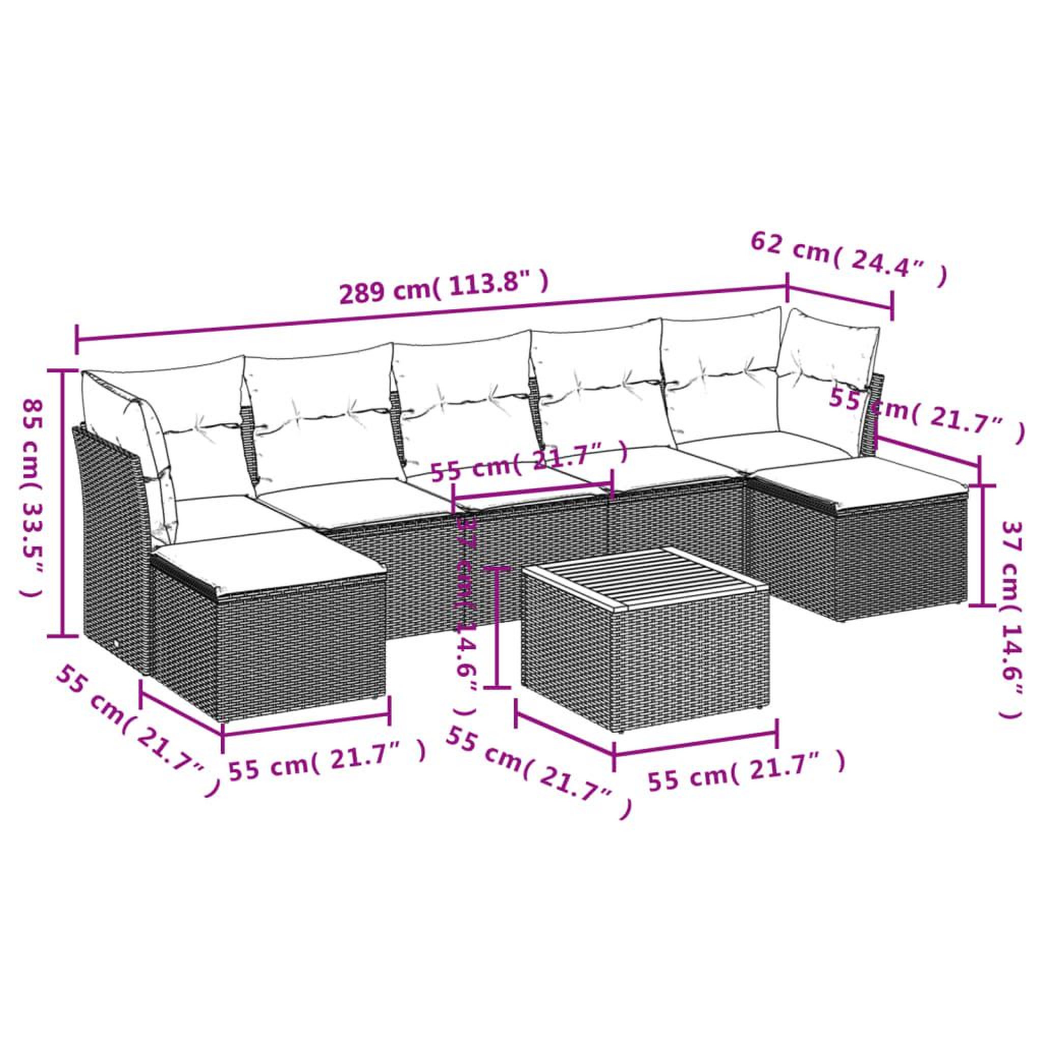 Voir la diapositive 6 : VIDAXL Salon de jardin avec coussins 8 pcs beige resine tressee
