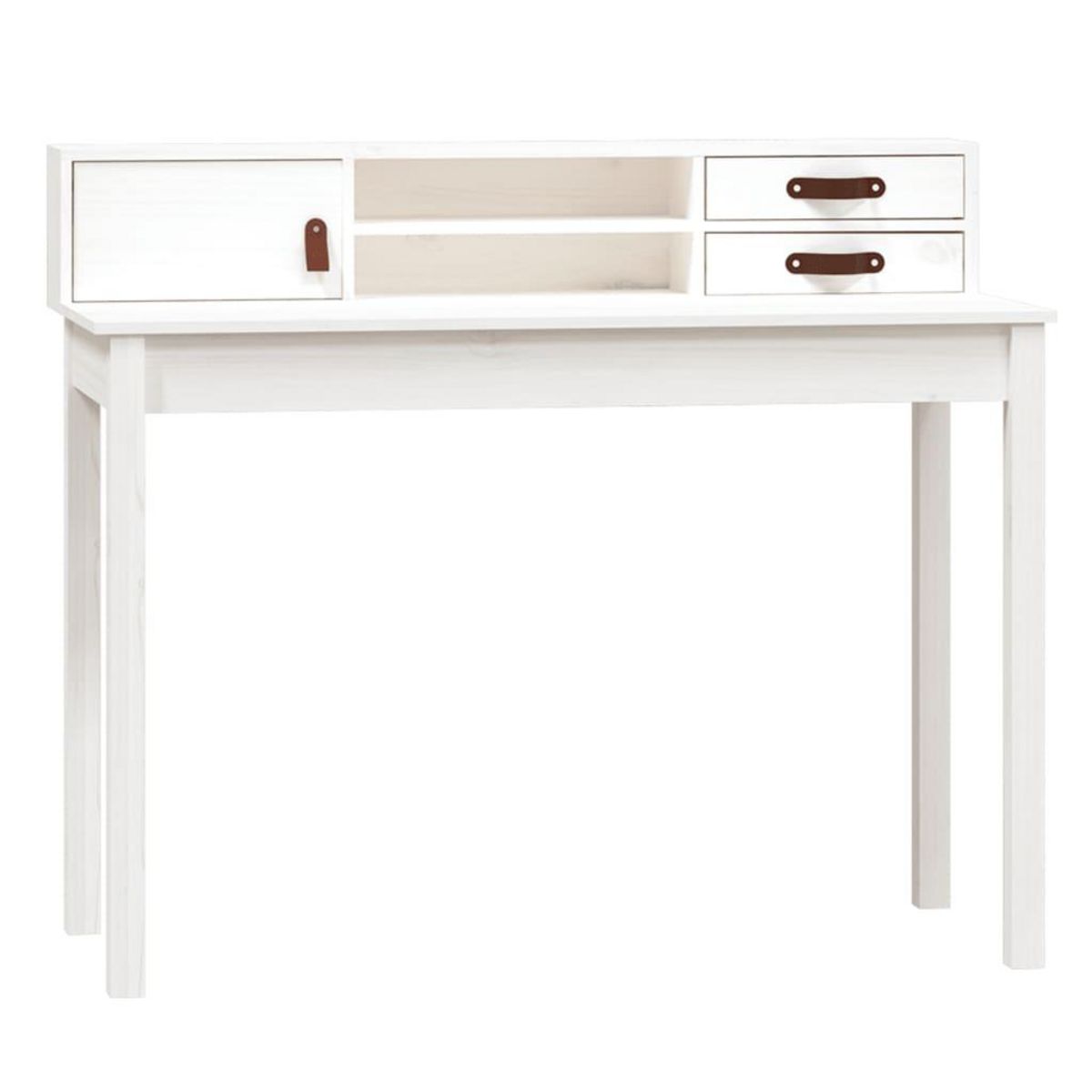 VIDAXL Bureau Blanc 110x50x93 cm Bois massif de pin