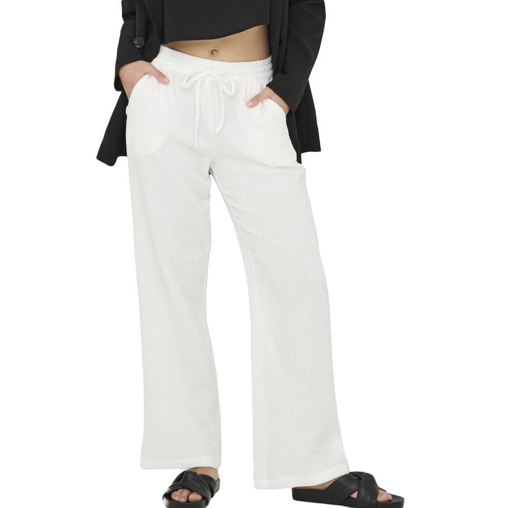 JACQUELINE DE YONG Pantalon Fluide Blanc Femme JDY PHANTOM. Coloris disponibles : Blanc
