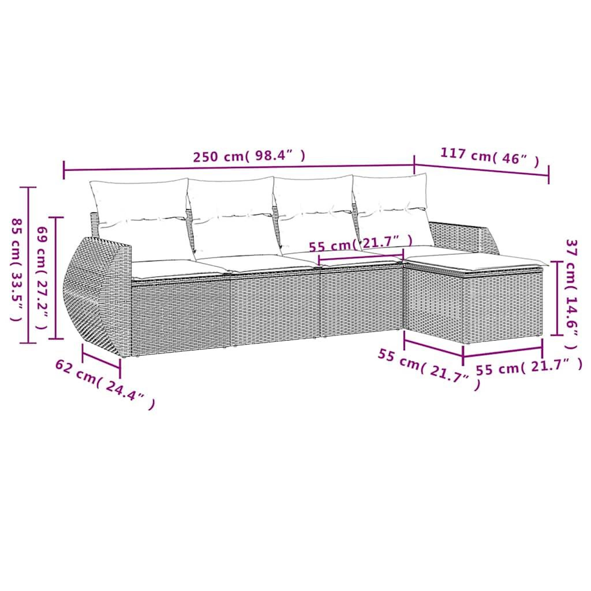 Voir la diapositive 4 : VIDAXL Salon de jardin 5 pcs avec coussins noir resine tressee