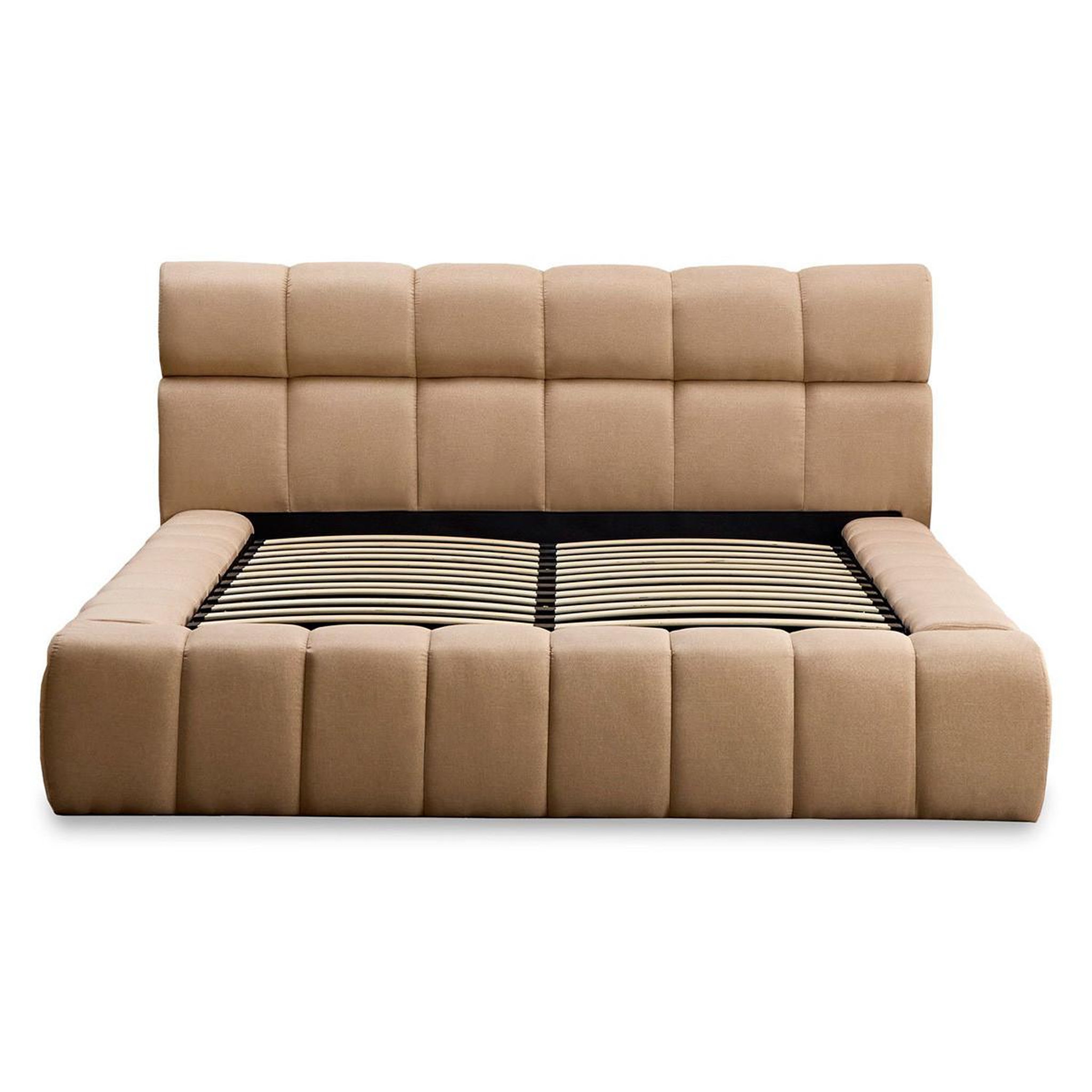 Paris Prix Lit coffre matelassé en tissu  seth  180x200cm beige