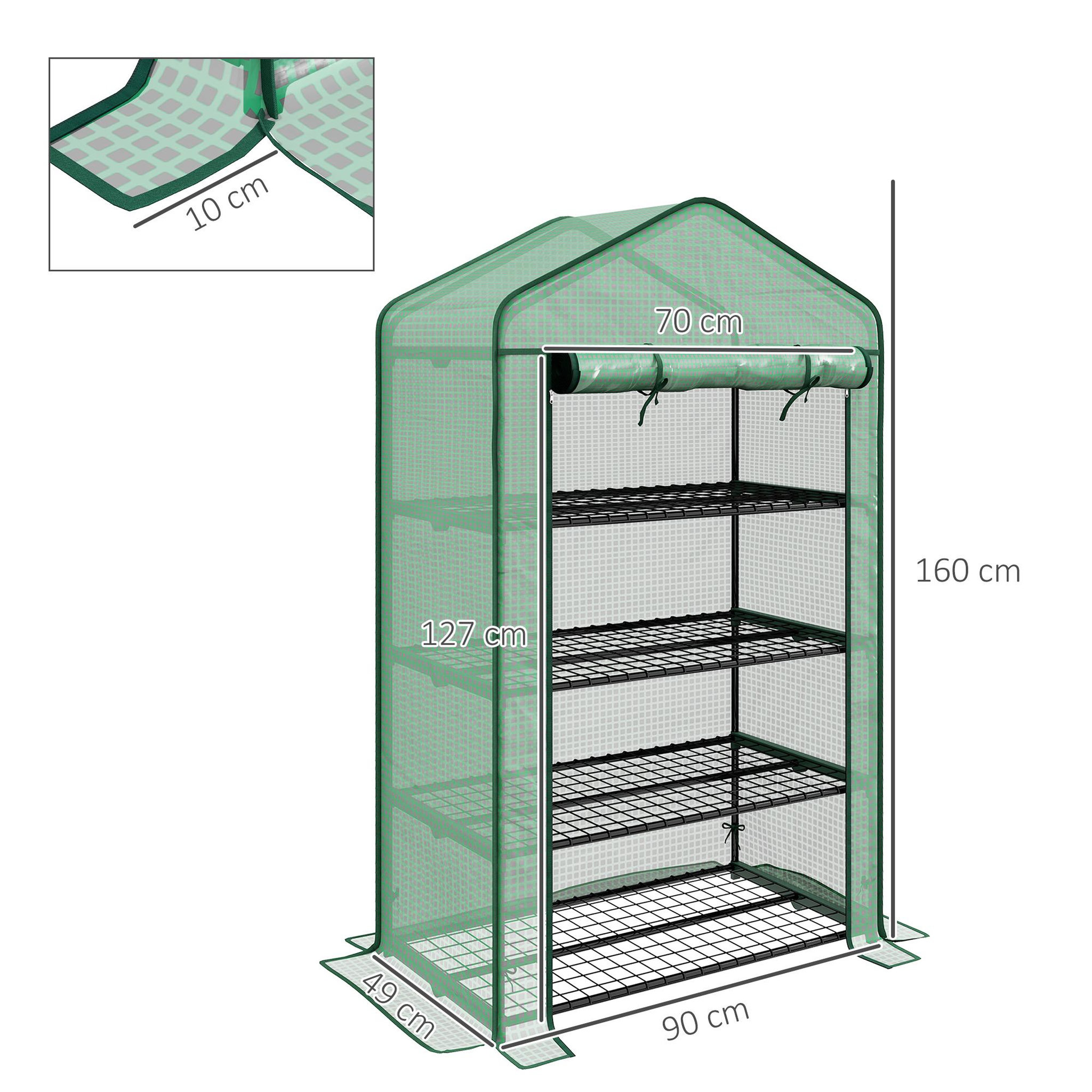 Voir la diapositive 3 : OUTSUNNY Serre de jardin balcon étagère serre 4 niveaux acier bâche PE haute densité vert