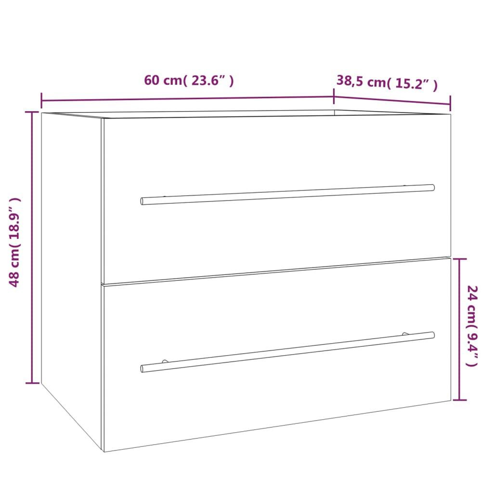Voir la diapositive 6 : VIDAXL Armoire de lavabo Chene fume 60x38,5x48 cm Bois d'ingenierie
