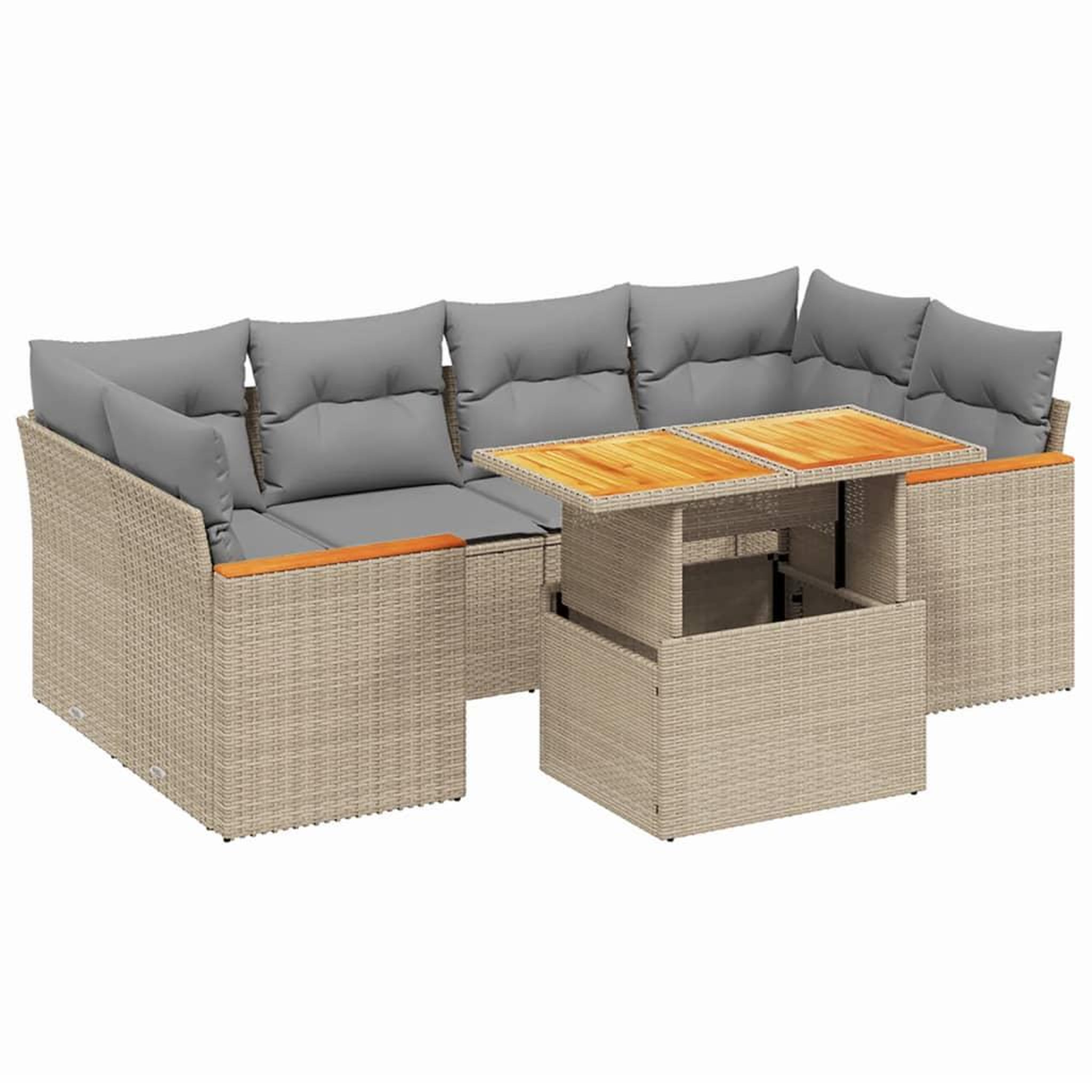 Voir la diapositive 2 : VIDAXL Salon de jardin avec coussins 7 pcs beige resine tressee