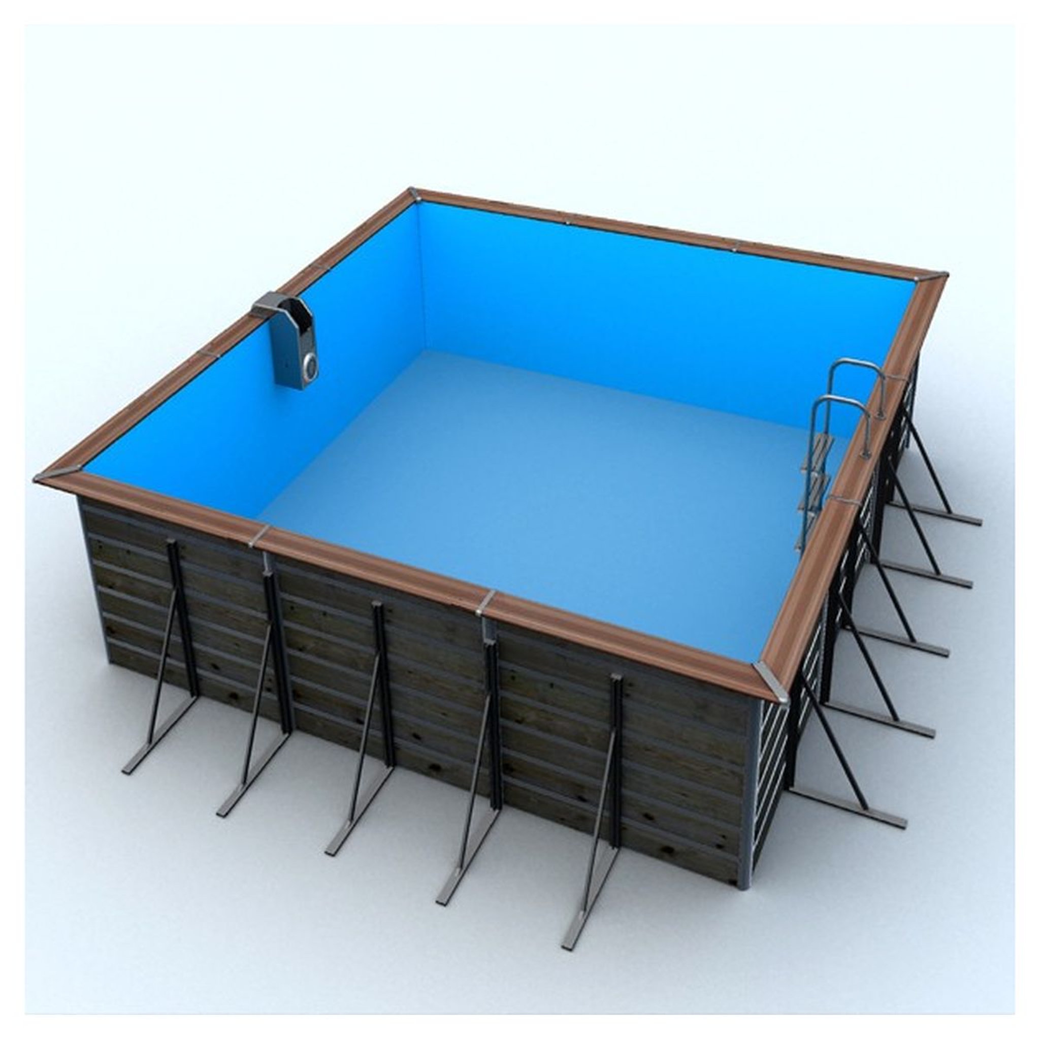 Voir la diapositive 2 : WATERCLIP Piscine en bois carré 520X520X147 SOLTA
