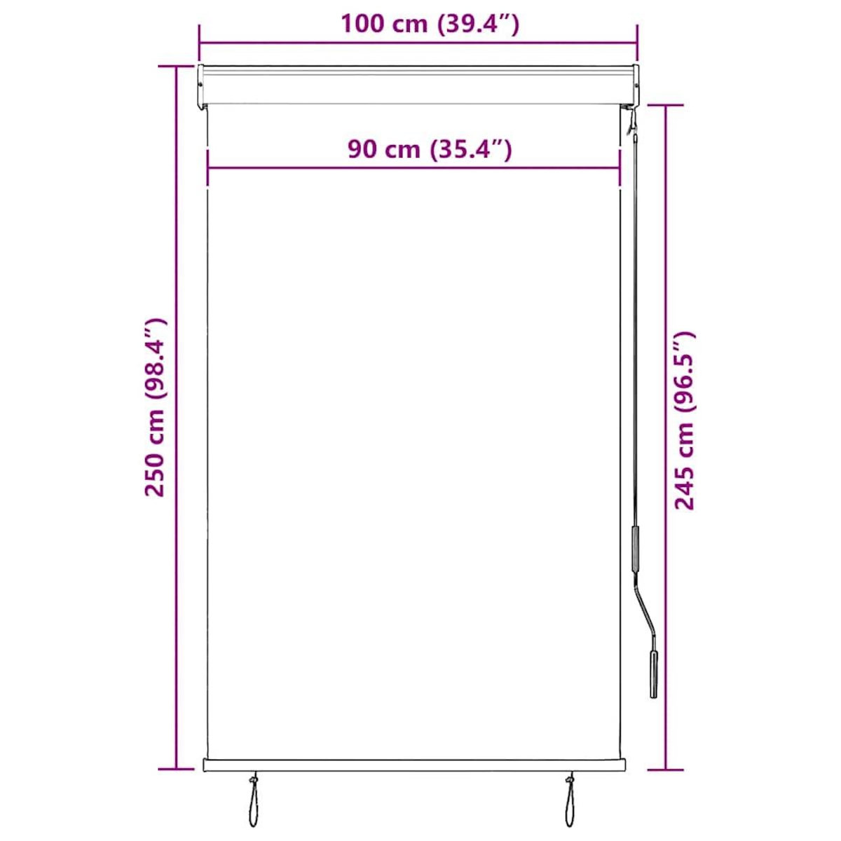 VIDAXL Store roulant d'exterieur 100x250 cm Blanc et orange