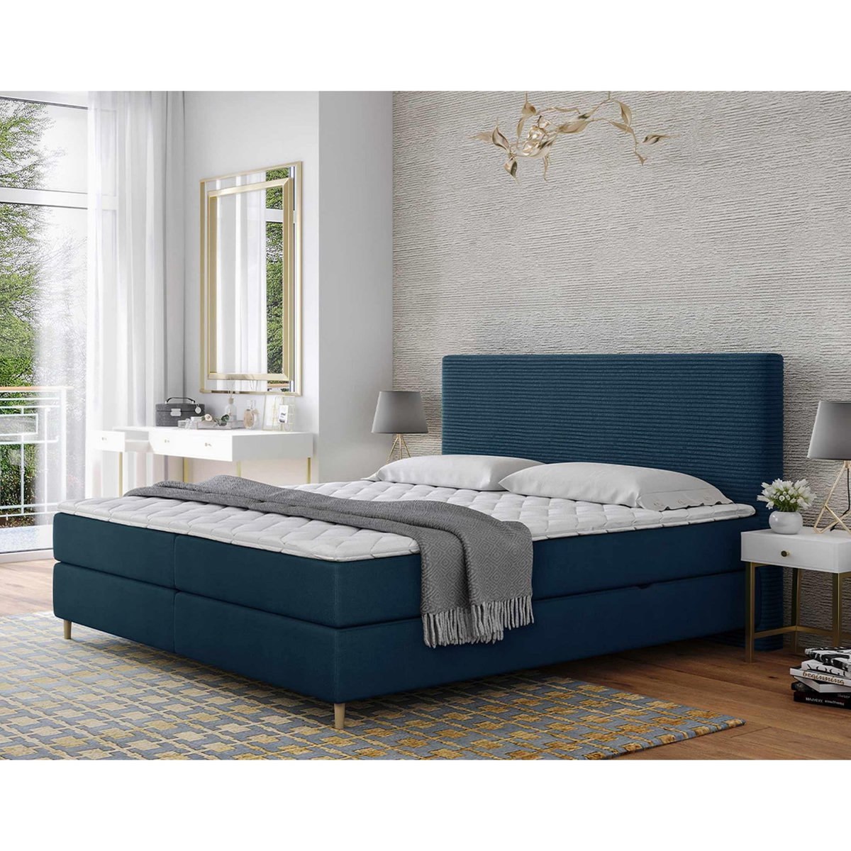 BEST MOBILIER Rafaela - lit boxspring - 180x200 - coffres et surmatelas inclus - en velours