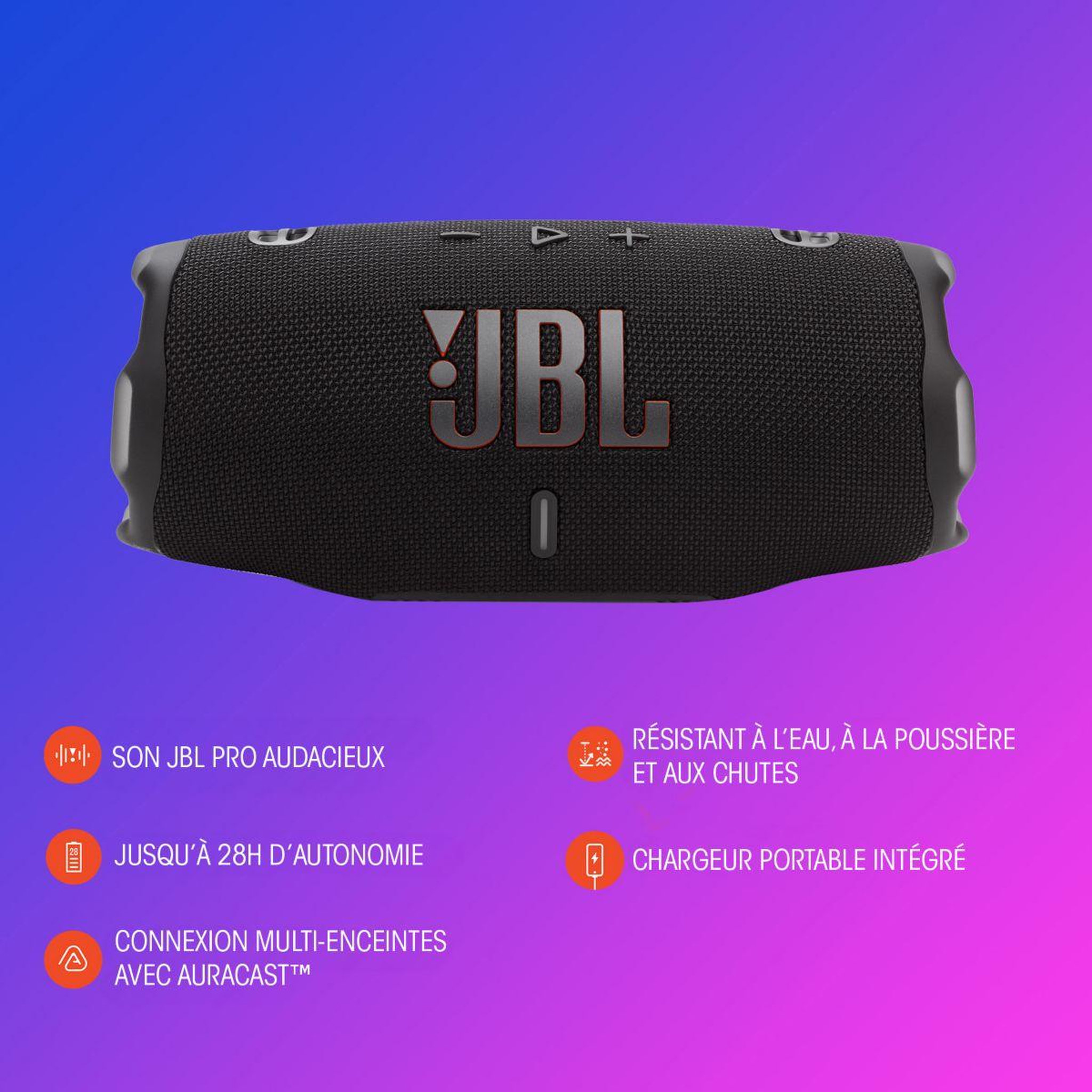 Voir la diapositive 5 : JBL Enceinte portable charge 6 blanc