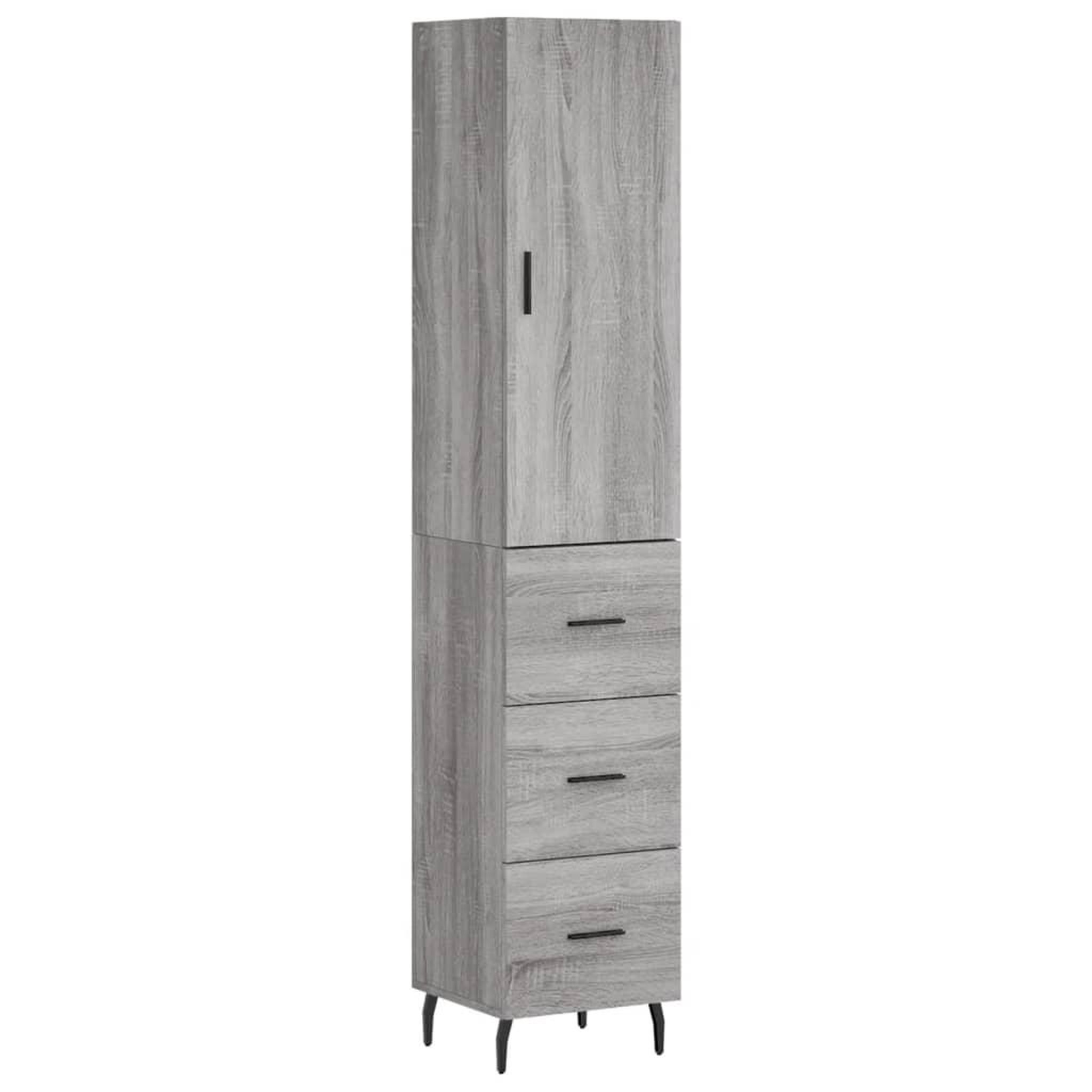 Voir la diapositive 2 : VIDAXL Buffet haut Sonoma gris 34,5x34x180 cm Bois d'ingenierie