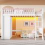 Voir la diapositive 2 : MERAX Lit combiné enfant 90x200cm pin coloris blanc et rose