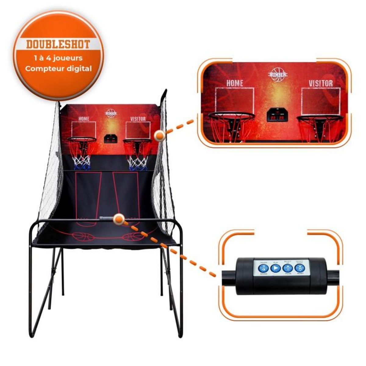 BUMBER Panier de Basket Multi-joueurs - Double Shot Basket Ball Game