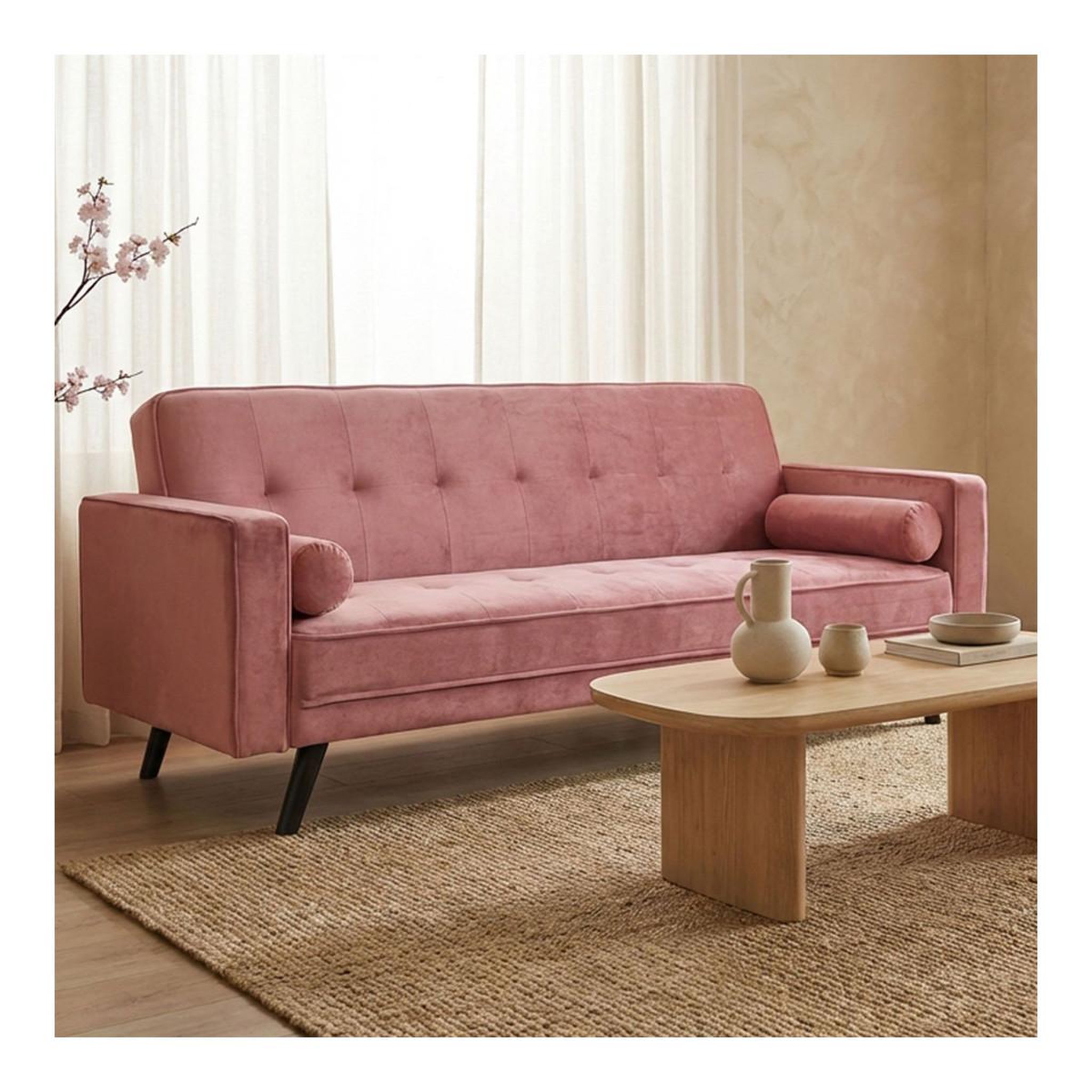 Voir la diapositive 4 : Paris Prix Canapé convertible 3 places scandinave  navya  rose