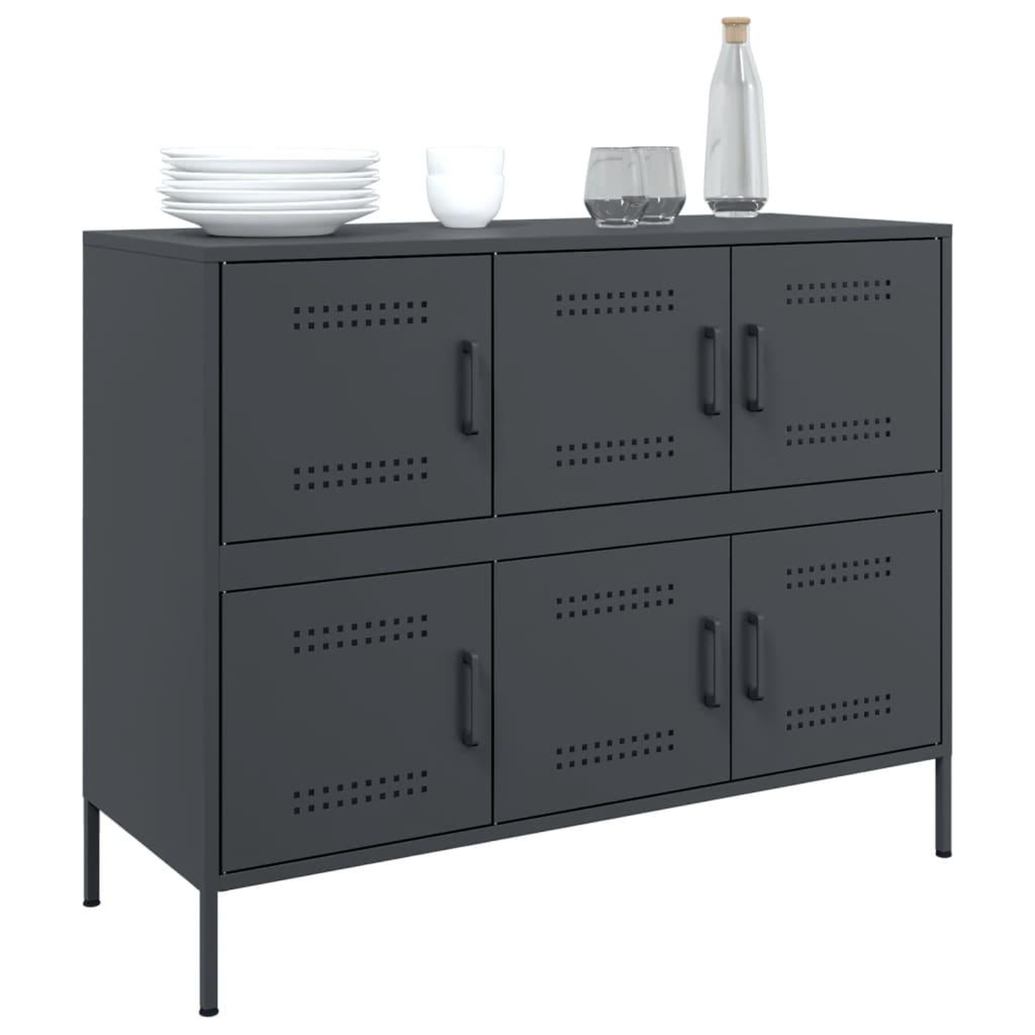 Voir la diapositive 5 : VIDAXL Buffet anthracite 100,5x39x79 cm acier