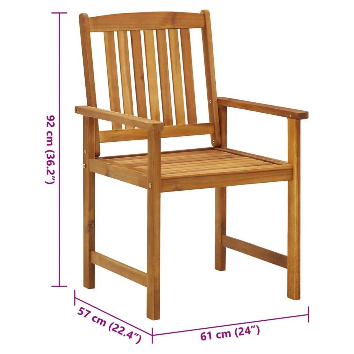 VIDAXL Chaises de jardin avec coussins lot de 8 Bois d'acacia solide