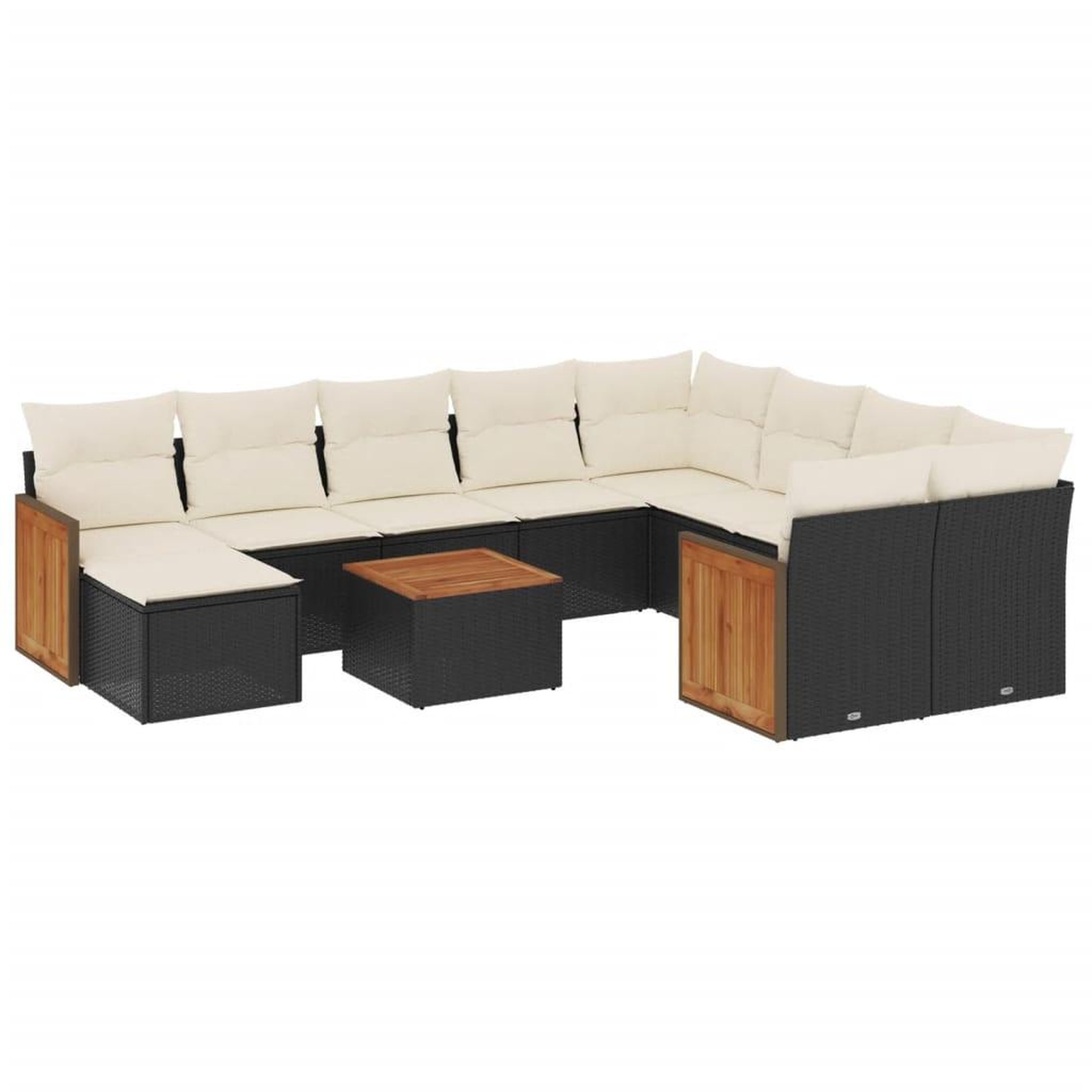 Voir la diapositive 2 : VIDAXL Salon de jardin 11 pcs avec coussins noir resine tressee