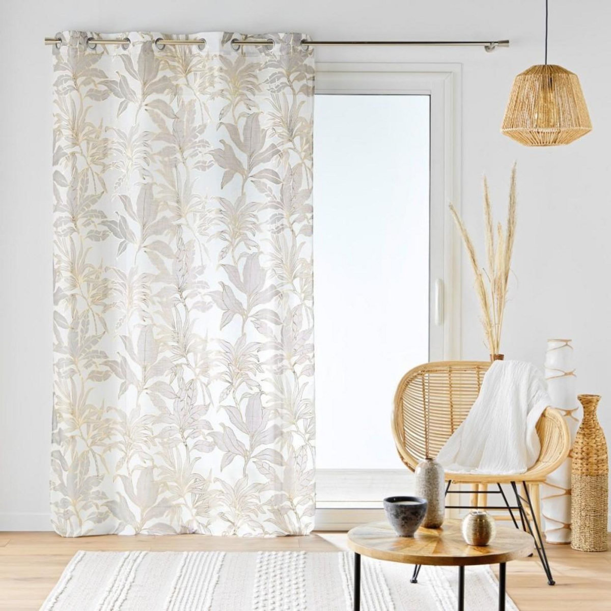 Douceur d'Intérieur Voilage à œillets 135x240 métallisé VAYANA naturel