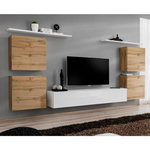 Paris Prix Meuble TV Mural Design  Switch IV  320cm Naturel & Blanc