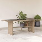 VIDAXL Table de jardin avec dessus en verre beige resine tressee