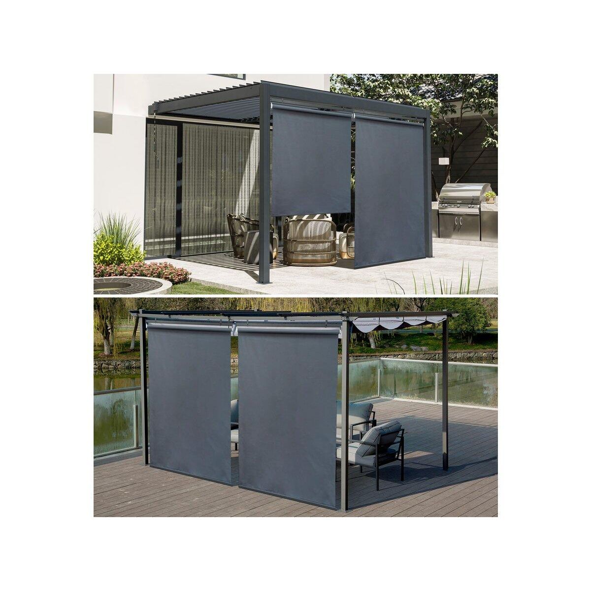 Habitat et Jardin Lot de 2 stores rétractables pergola - 124 x 225 cm - Gris anthracite