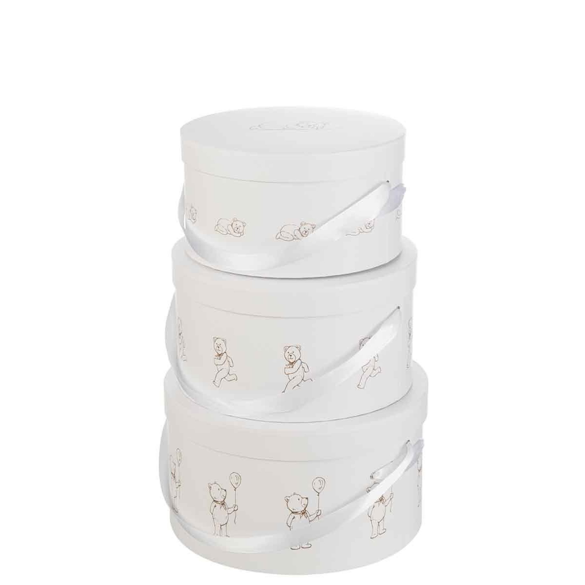 Voir la diapositive 3 : J-LINE Lot de 3 Boîtes Déco Enfant  Ourson  32cm Blanc