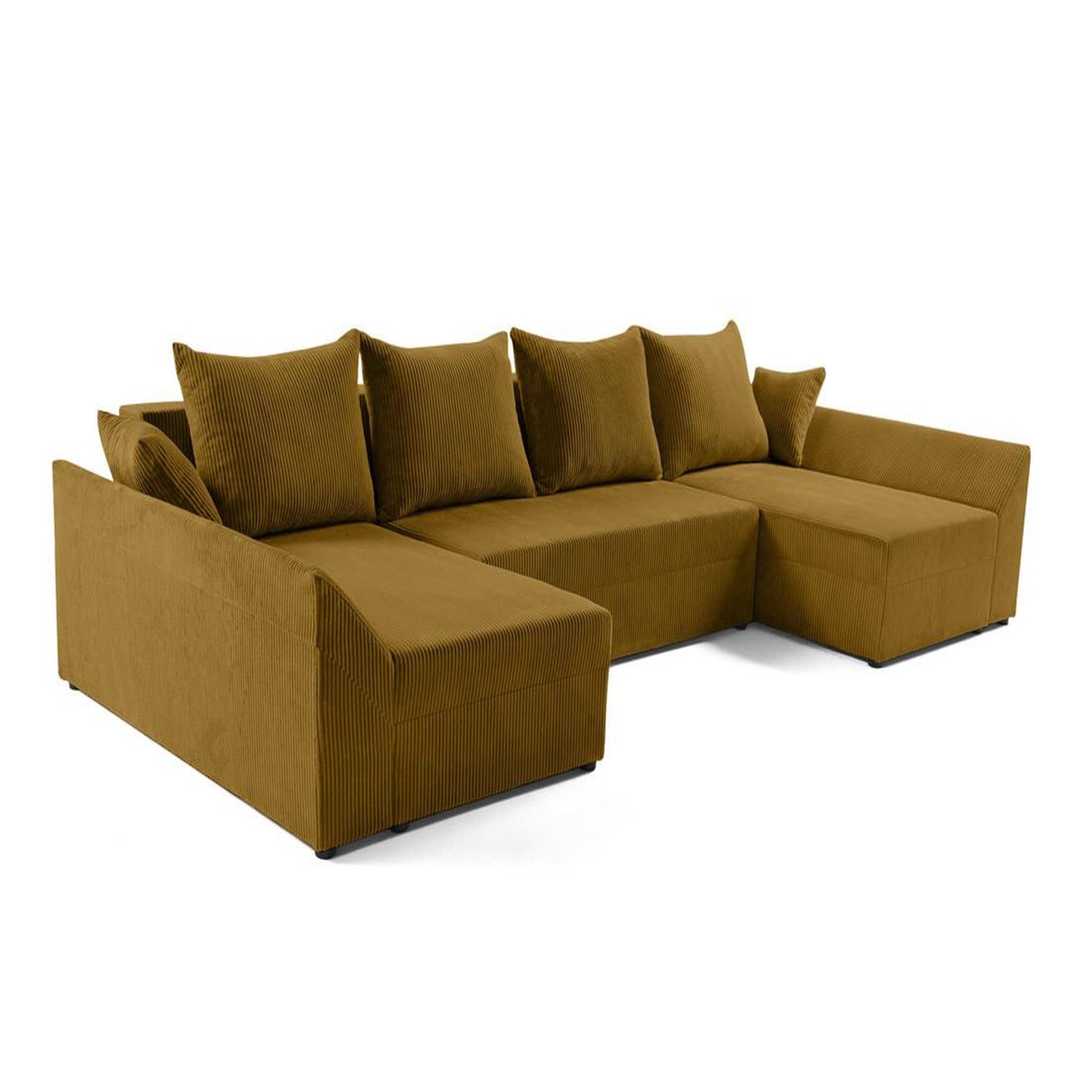 Voir la diapositive 4 : BEST MOBILIER Mike - canapé panoramique en u - 7 places - convertible avec coffre - en velours côtelé